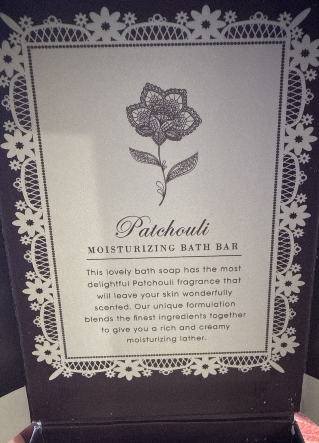Patchouli Moisturizing Bath Bar Soap Beautiful Felt Flower Gift Box 12oz