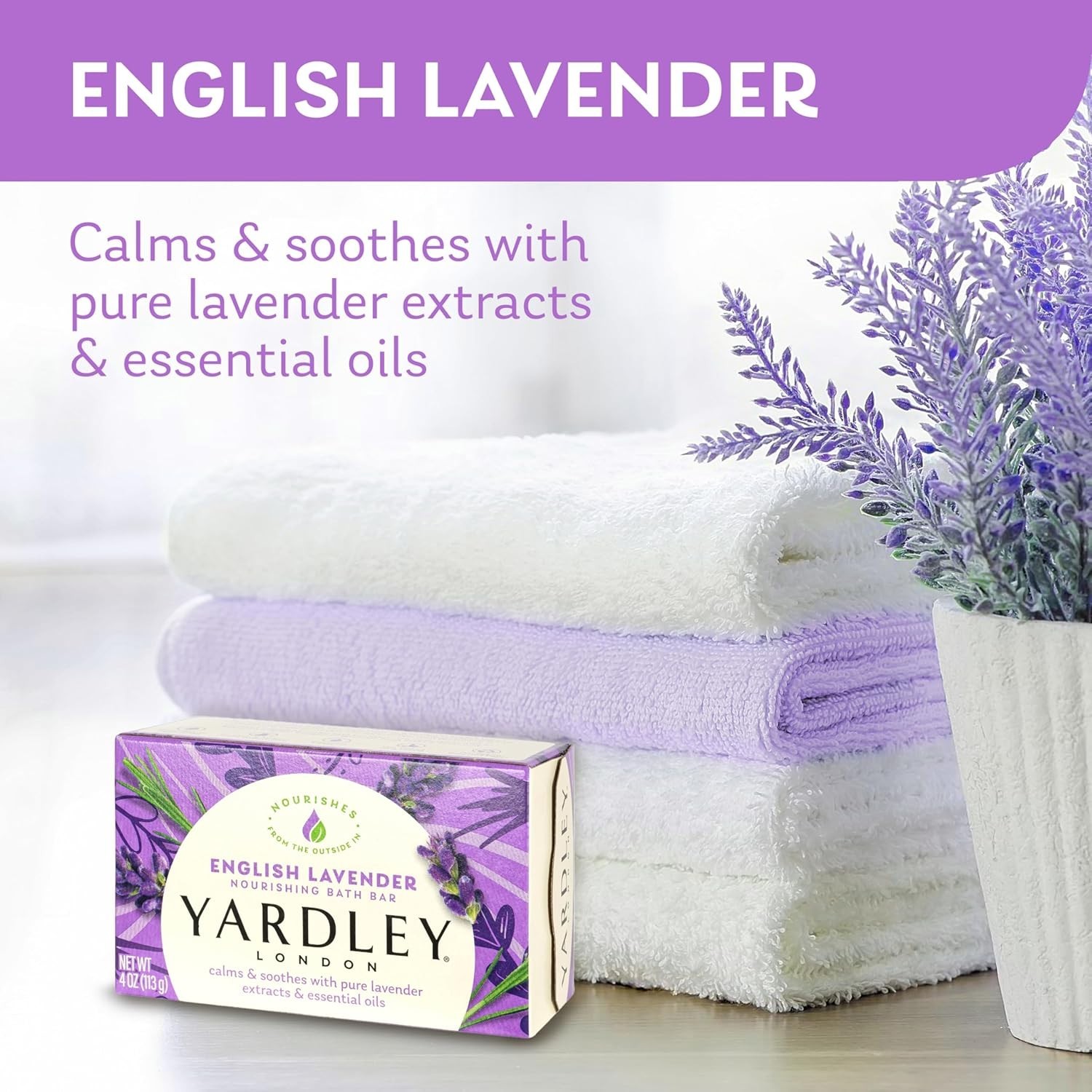 Lavender Essential Oil Bath Bar – 4oz Naturally Moisturizing Soap for Adults