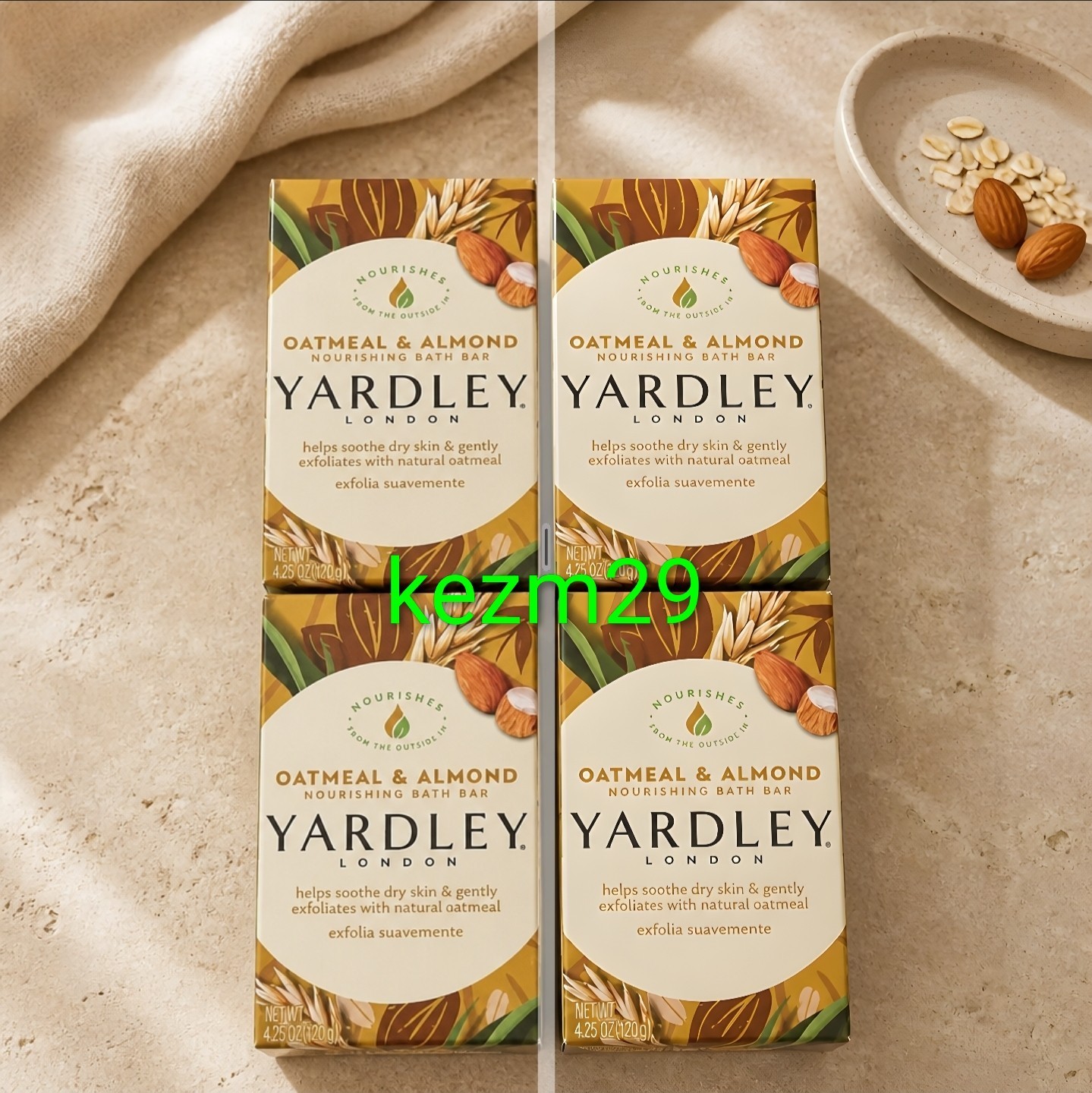 Yardley London Oatmeal & Almond Naturally Moisturizing Bath Bar Lot Of 4