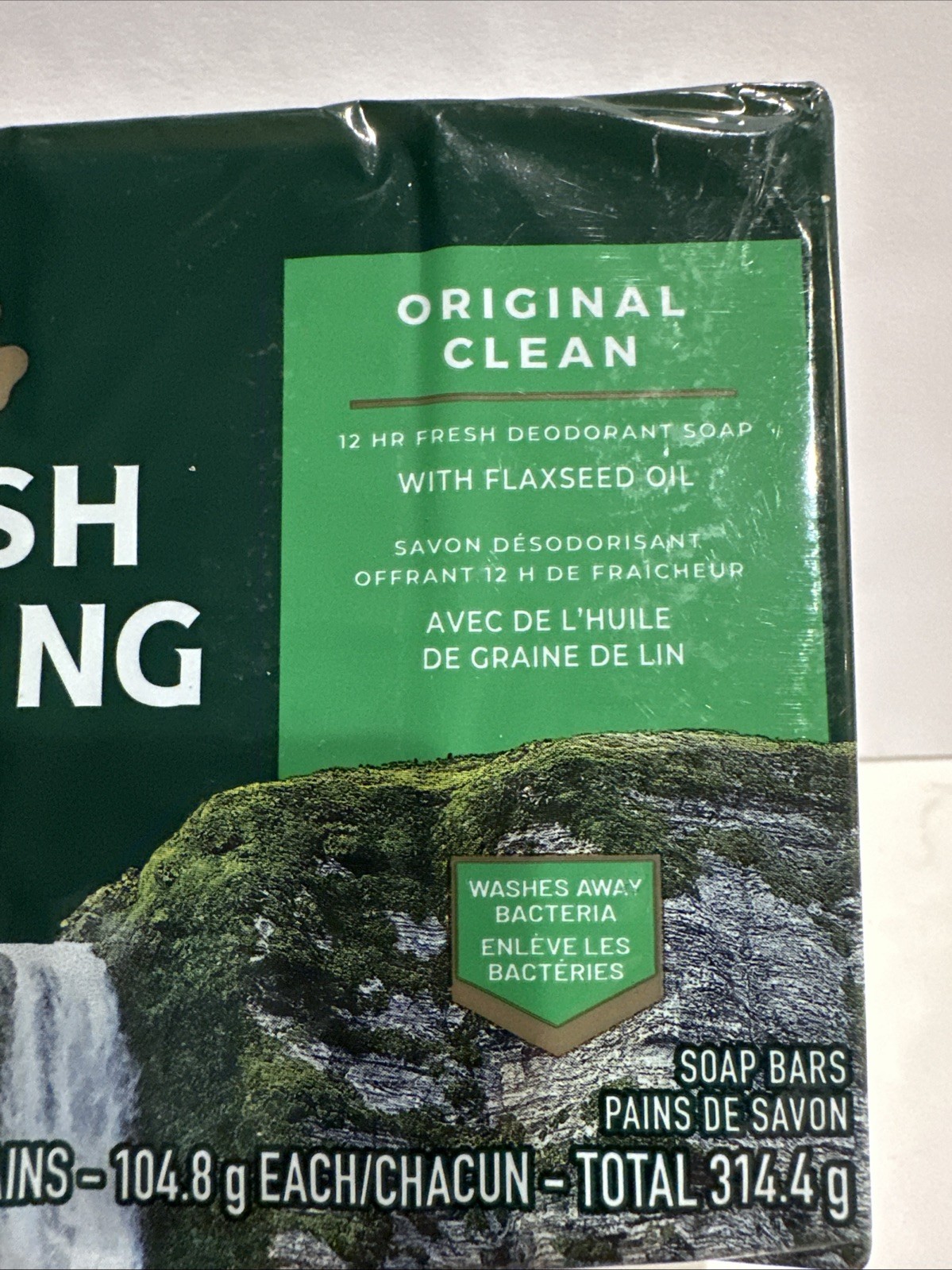 Irish Spring Original Clean Deodorant Soap With Flaxseed Oil. 3bars in 1package.