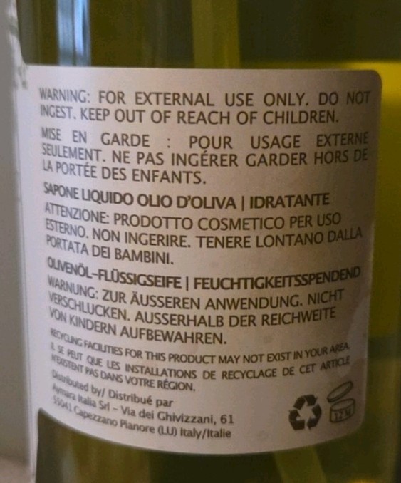 Erbario Toscano Olive Oil Hand Soap Made In Italy- New