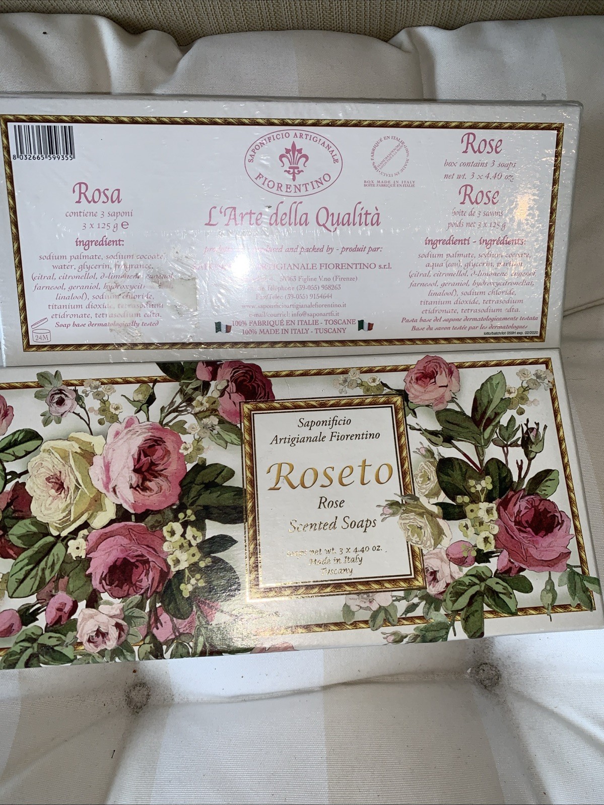 Saponificio Artigianale Fiorentino Rose Scented Soaps 3-Pack – 4.40 oz Each