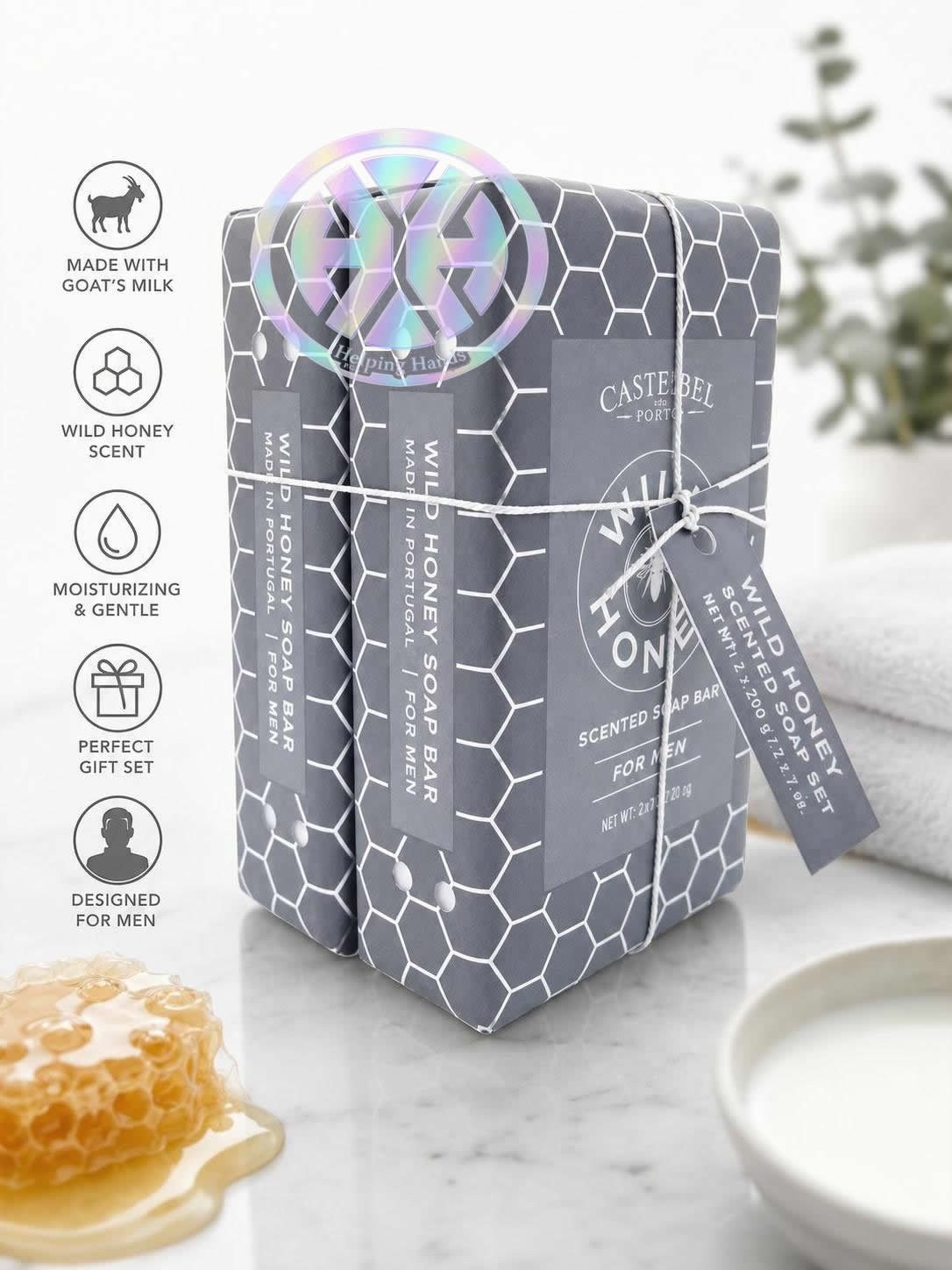 2 Castelbel – Goat’s Milk – Wild Honey Scented Bath Soap For Men (2 x 7 oz.)