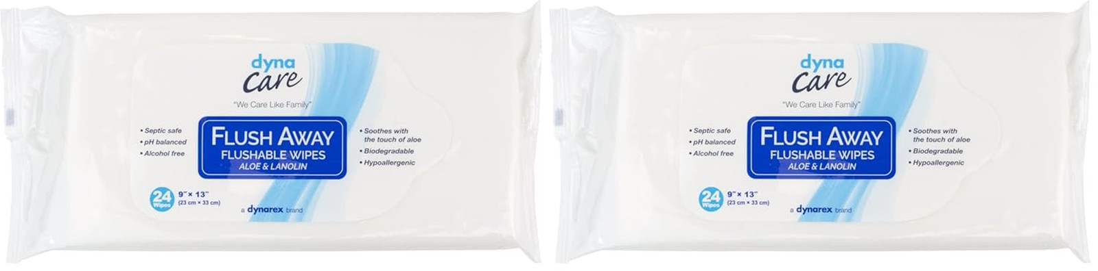 Dynacare Flushable Wipes, Wet Bathroom Hygiene Wipes for Adults, Alcohol Free, S