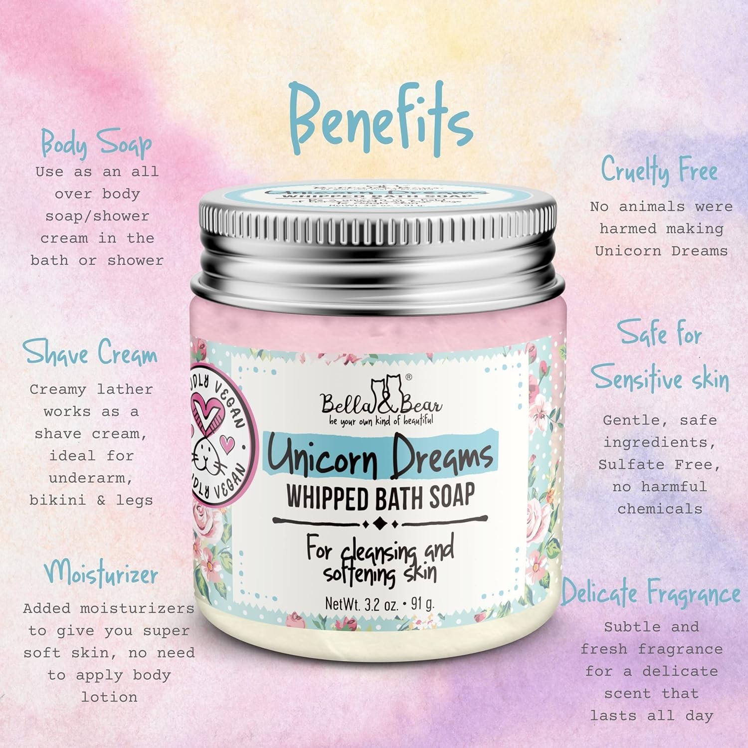 Unicorn Dreams Whipped Bath Soap – Travel Size 3.2oz mango & pineapple with a…