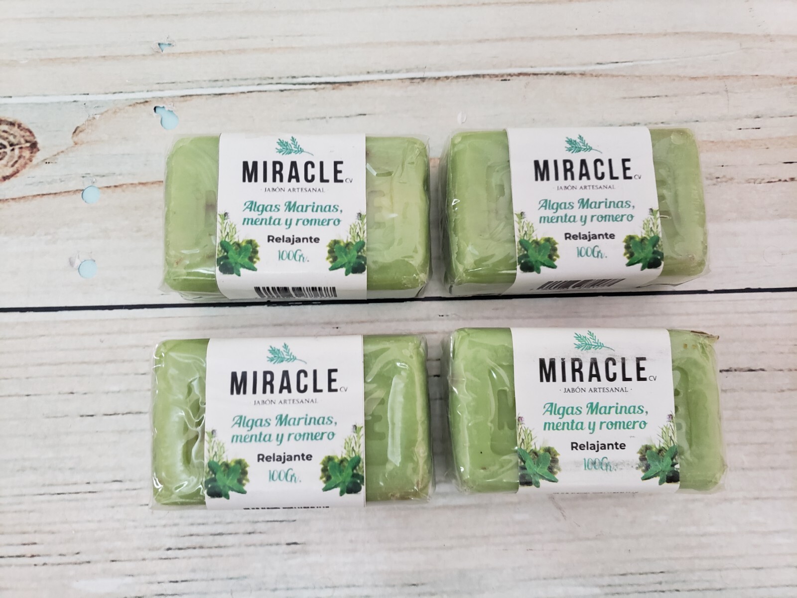 Jabon Algas Marinas, Menta & Romero – Artesanal – Relajante – 100gr. 4 Pack Soap