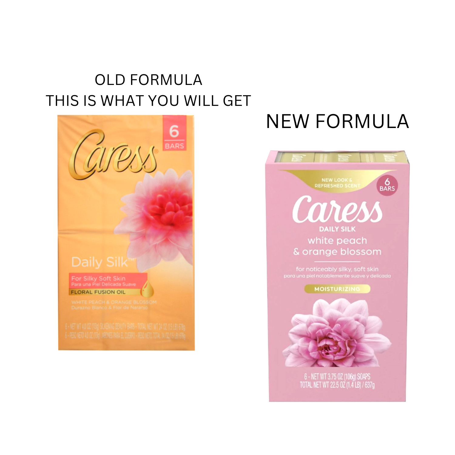 Caress Bar Soap Discontinued Formula Floral Oil Essence 6 Bars NEW