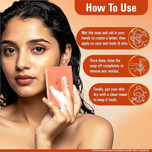 Multani Orange Lemongrass Soap 125g Pack of 3 Oil Control Body Bars FS