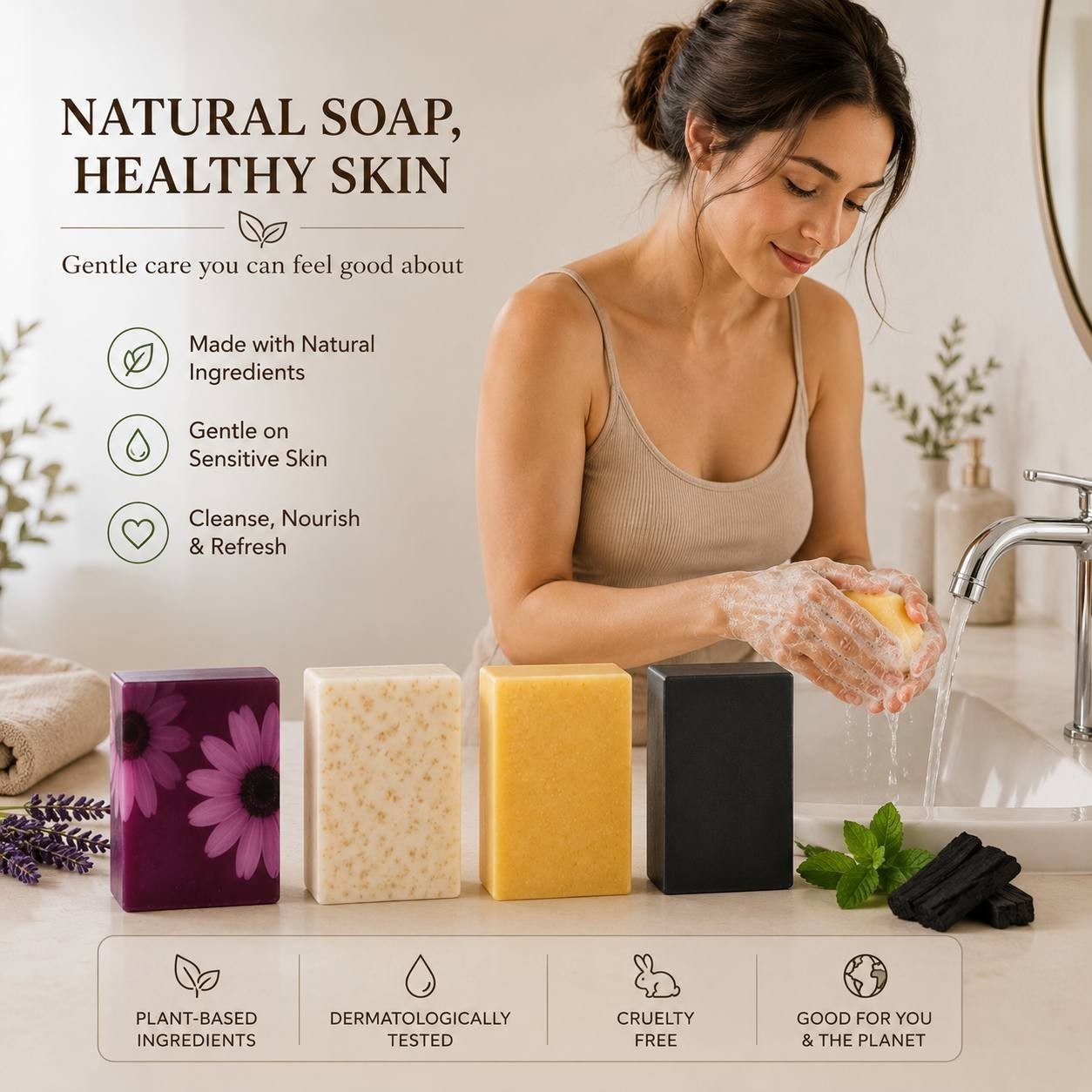 Natural Soap Gift Set for Women 4 Pack Handmade Natural Soap