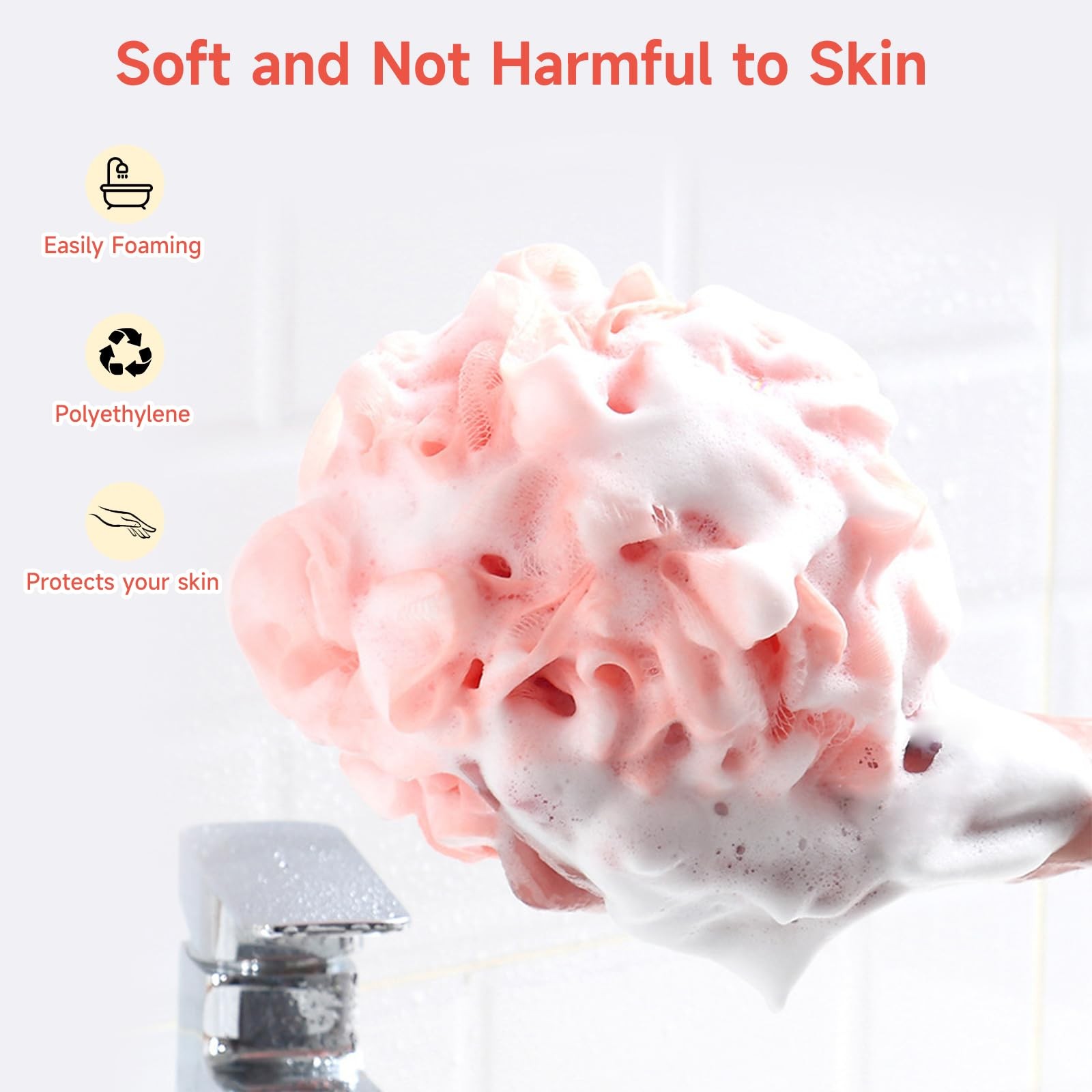 Luffa Loofah Sponge Shower Loofahs 50g 1 Count (Pack of 4), 4colors