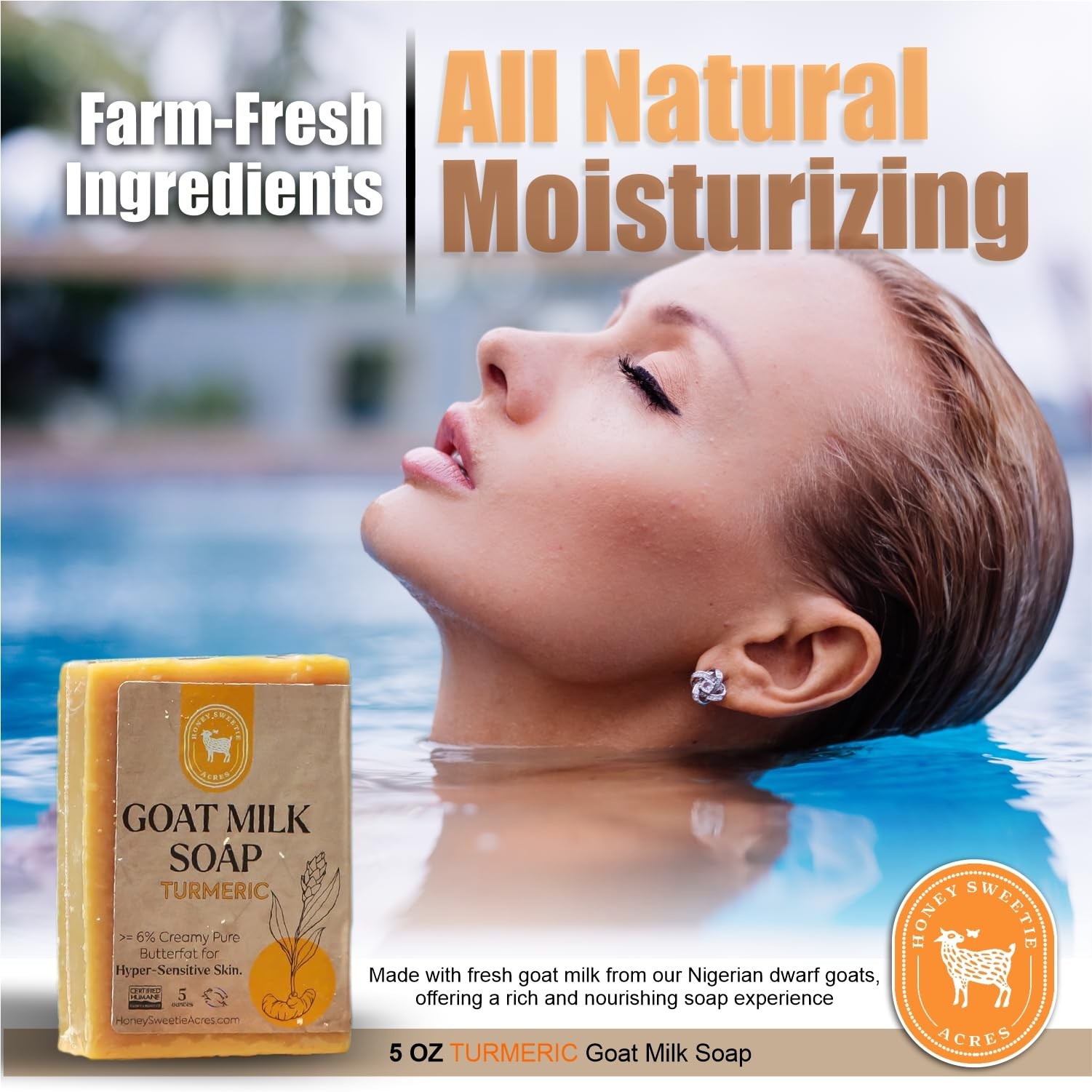 Turmeric Goat Milk Soap – Handmade 5 oz Bar, Made with Natural Ingredients, M…