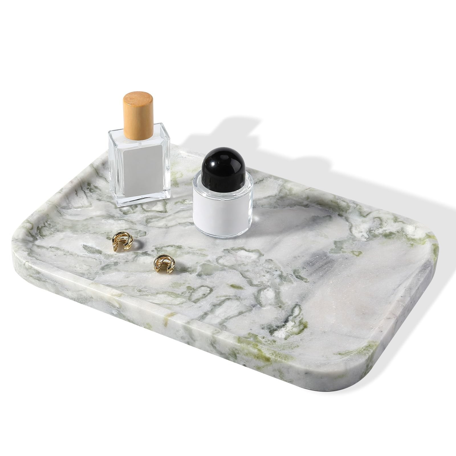 Karibiber Luxury Marble Vanity Tray Bathroom Tray Countertop Bianco Marble Stone