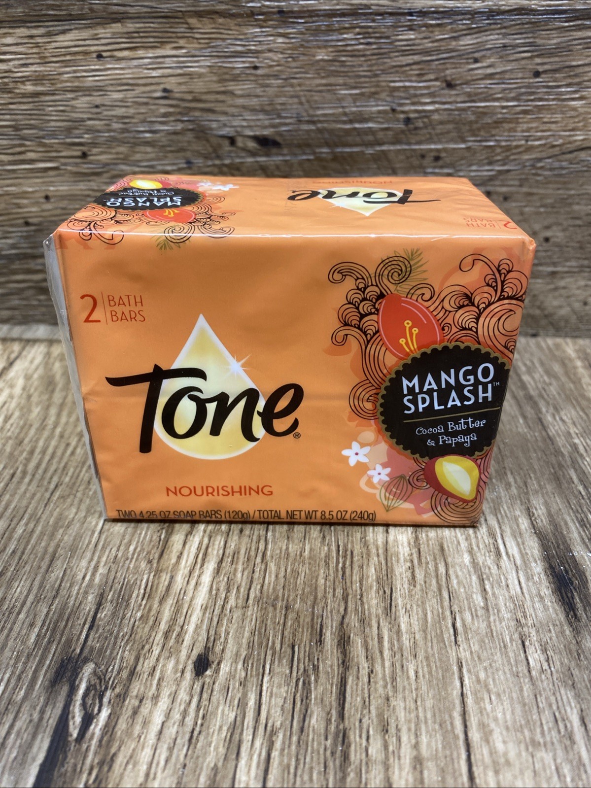 2- Tone MANGO SPLASH Cocoa Butter & Papaya 4.25 oz Each Bar Soap
