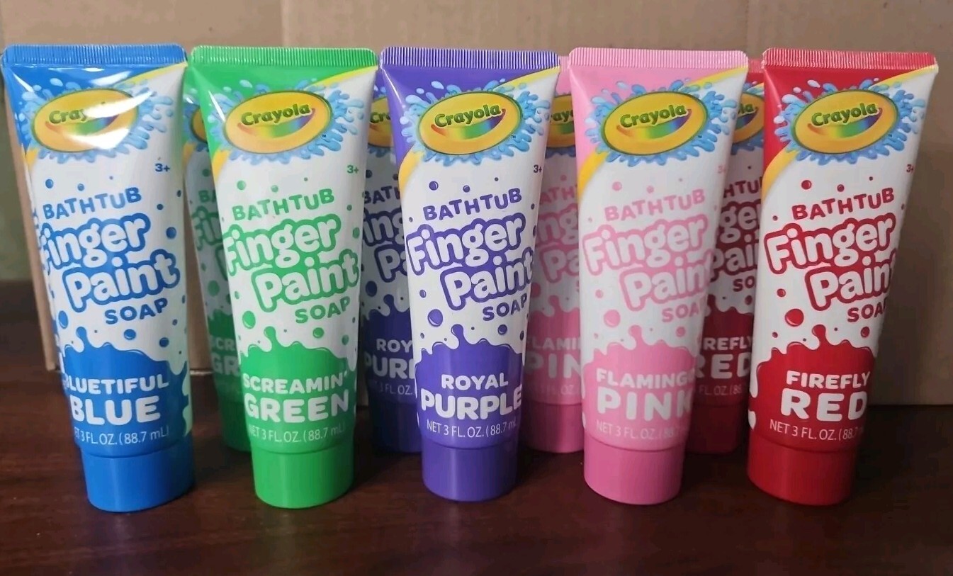 LOT of 10 Crayola Bathtub Finger Paint Soap Kids 3oz: Blue Red Green Pink Purple