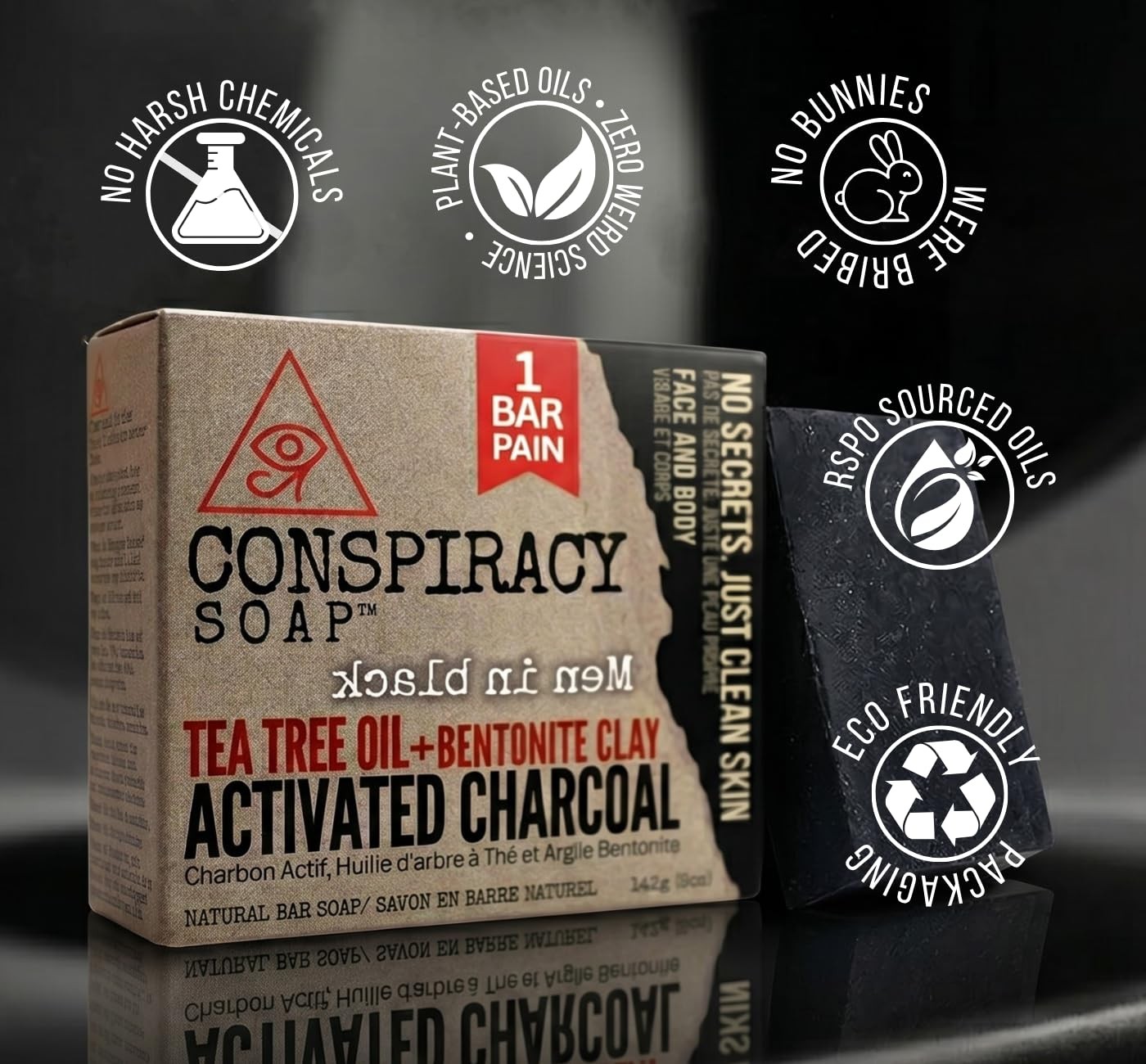 Premium Bar soap for Men, Activated Charcoal, Tea tree oil, Shea butter for A…