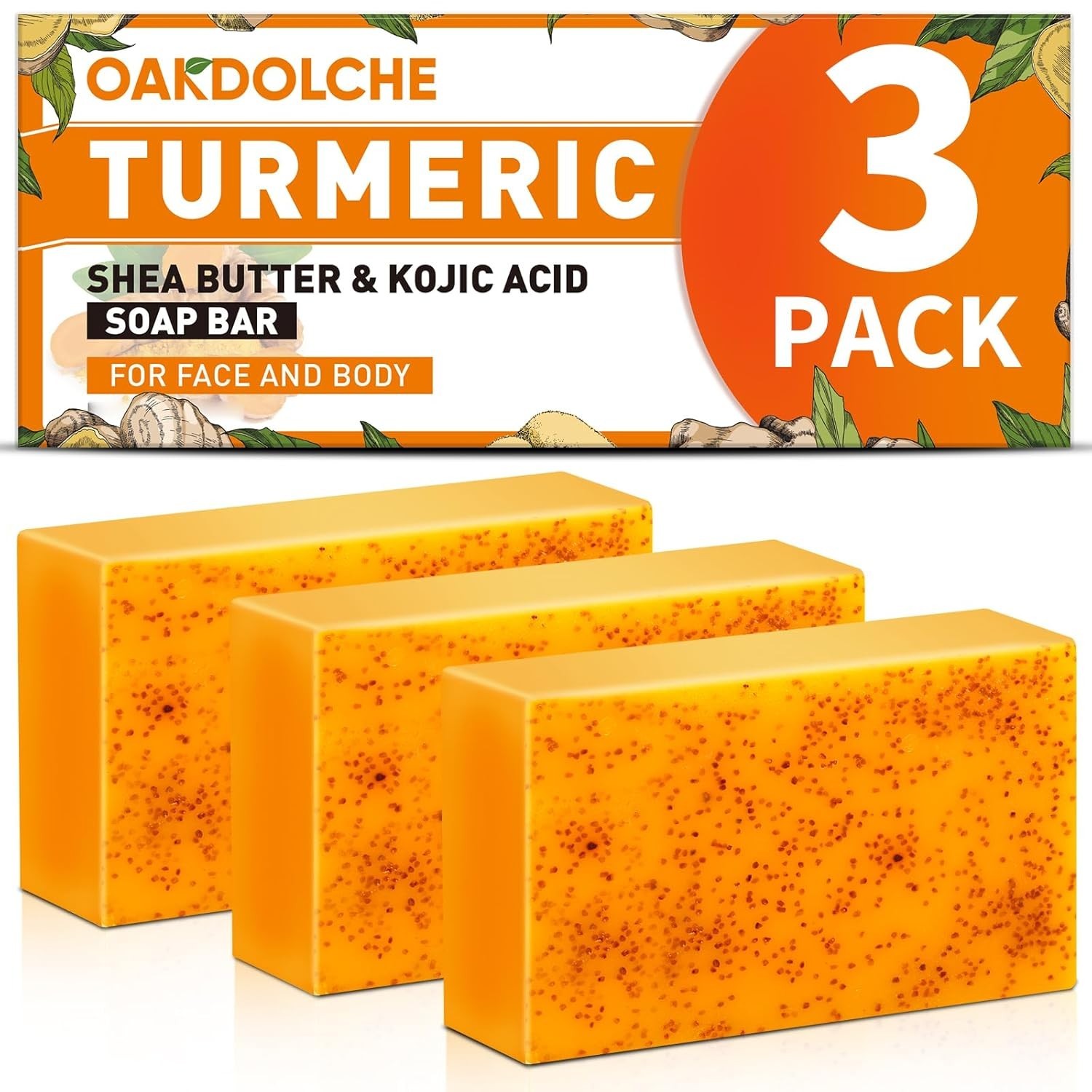 (3, 6 Pack) Turmeric Kojic Acid Soap Bars 60g Retinol Collagen Vitamin E…