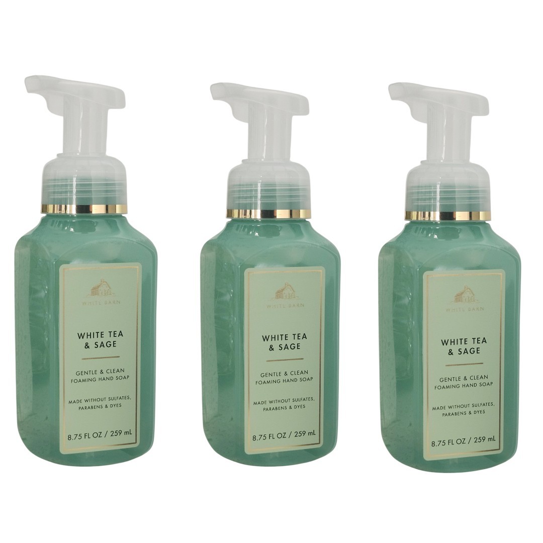 3 BRAND NEW Bath & Body Works White Tea & Sage Foaming Hand Soap 8.75 OZ