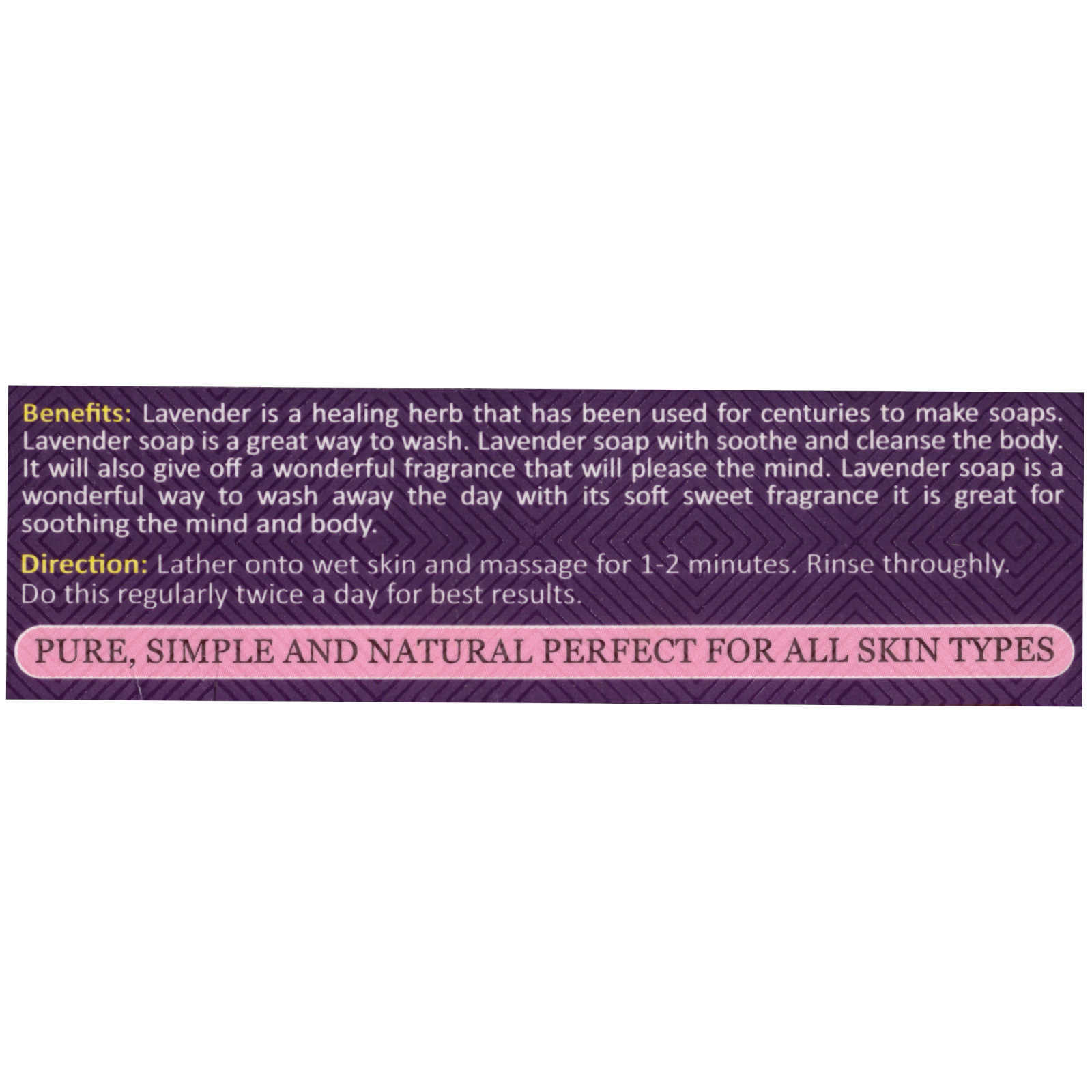 Organic Lavender & Rose Marry Soap Cleanses Purifies Skin Vegetable Base 3.80 OZ