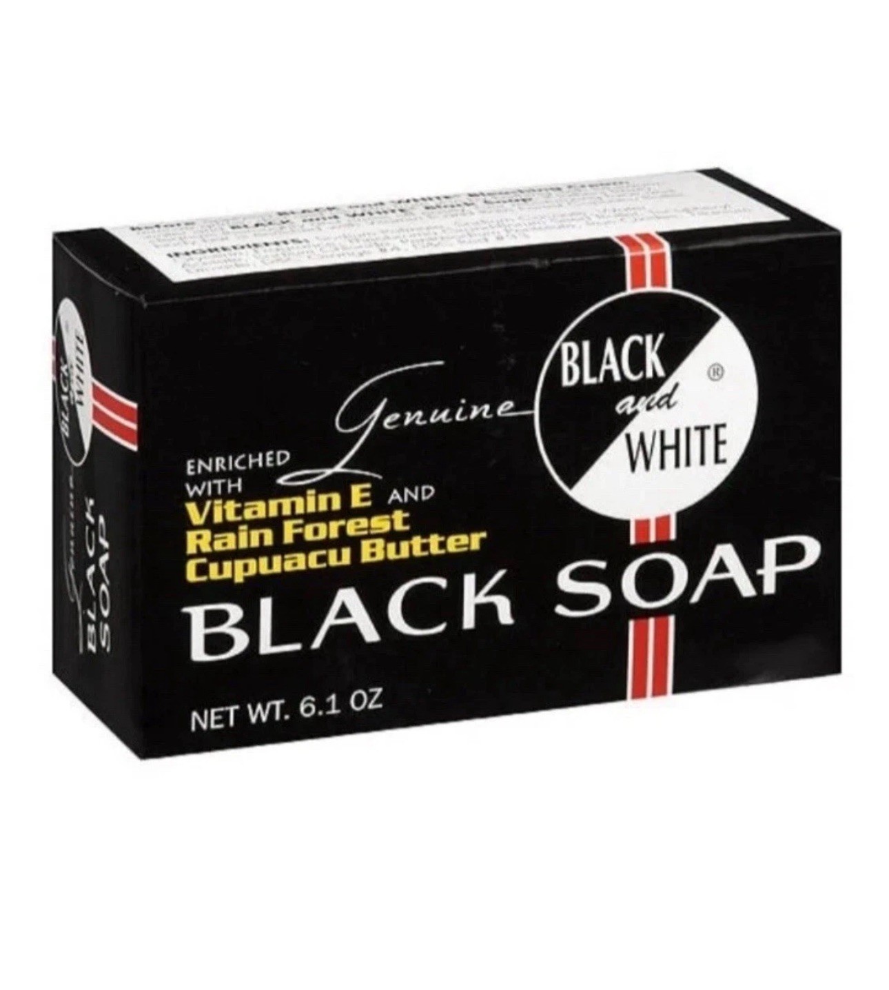 Genuine Black & White Black Soap Vitamin E, Rain Forest & Cupuacu Butter 6oz NIB