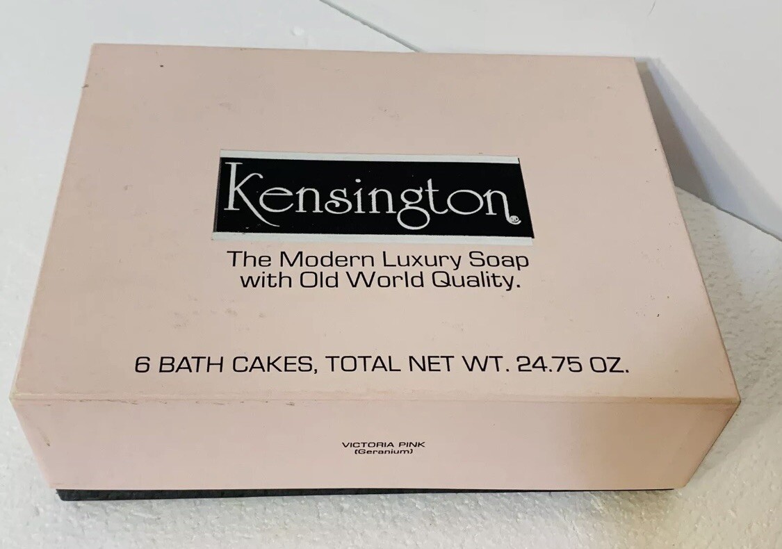 VINTAGE KENSINGTON 6 PC BOXED SET LUXURY GERANIUM SCENT BAR BATH SOAP 24.75 OZ