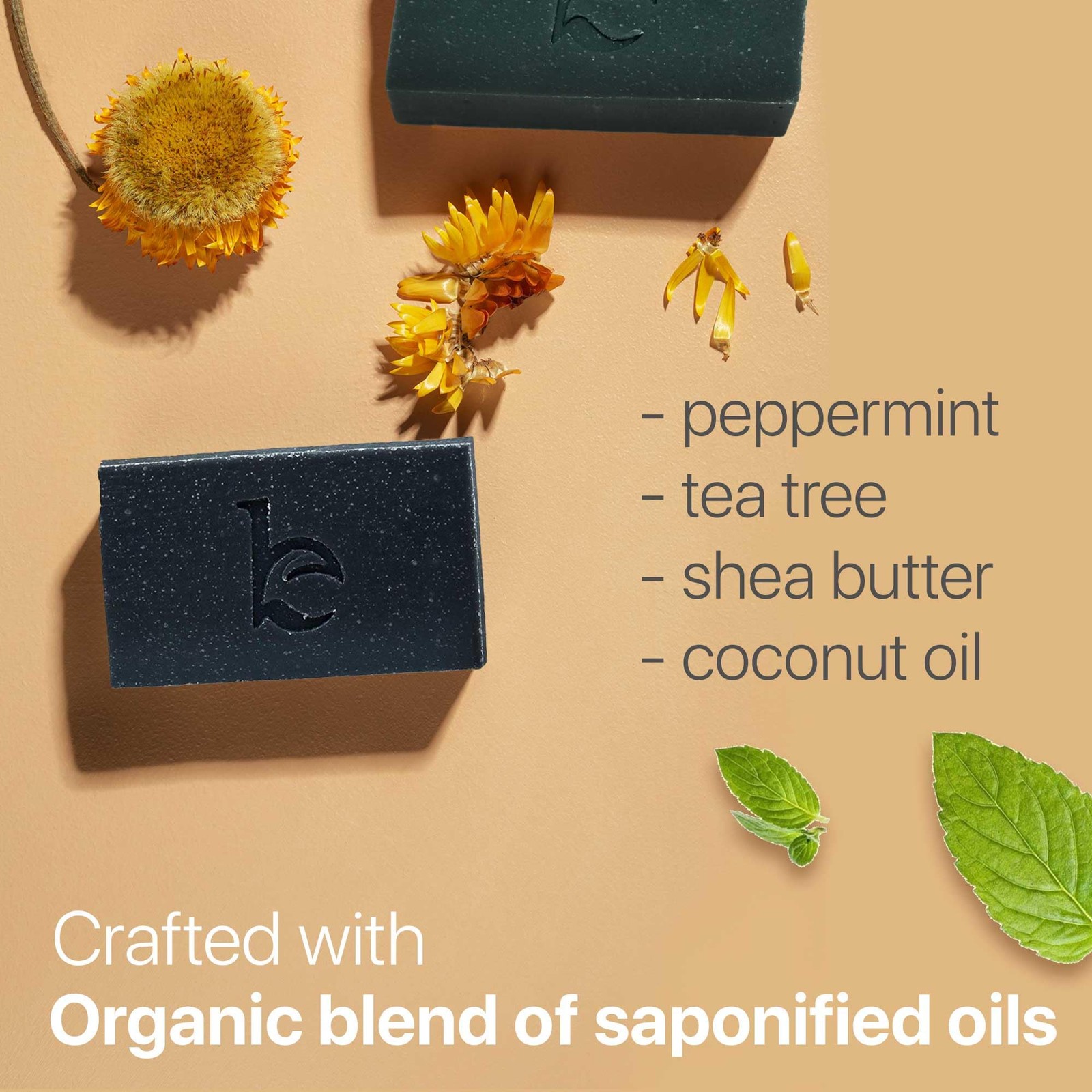 Peppermint Tea Tree Bar Soap – USA Made with Natural & Organic Ingredients, W…