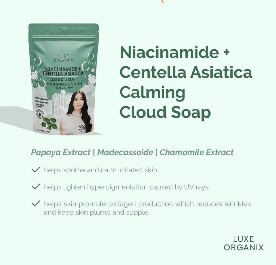 Luxe Organix Niacinamide + Centella Asiatica Cloud Soap 180g