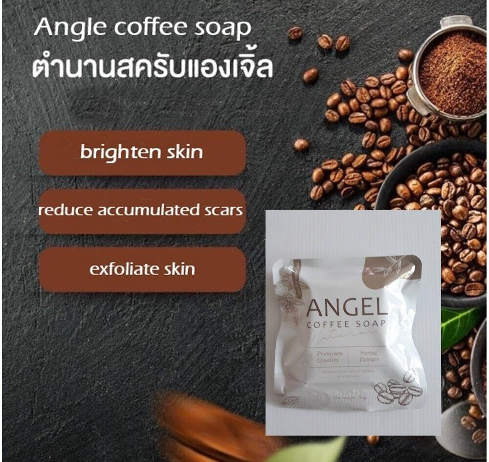 Soap Natural ANGEL COFFEE Scrub Herbs Face Body Turmeric Mahad Tamarind 5x50g