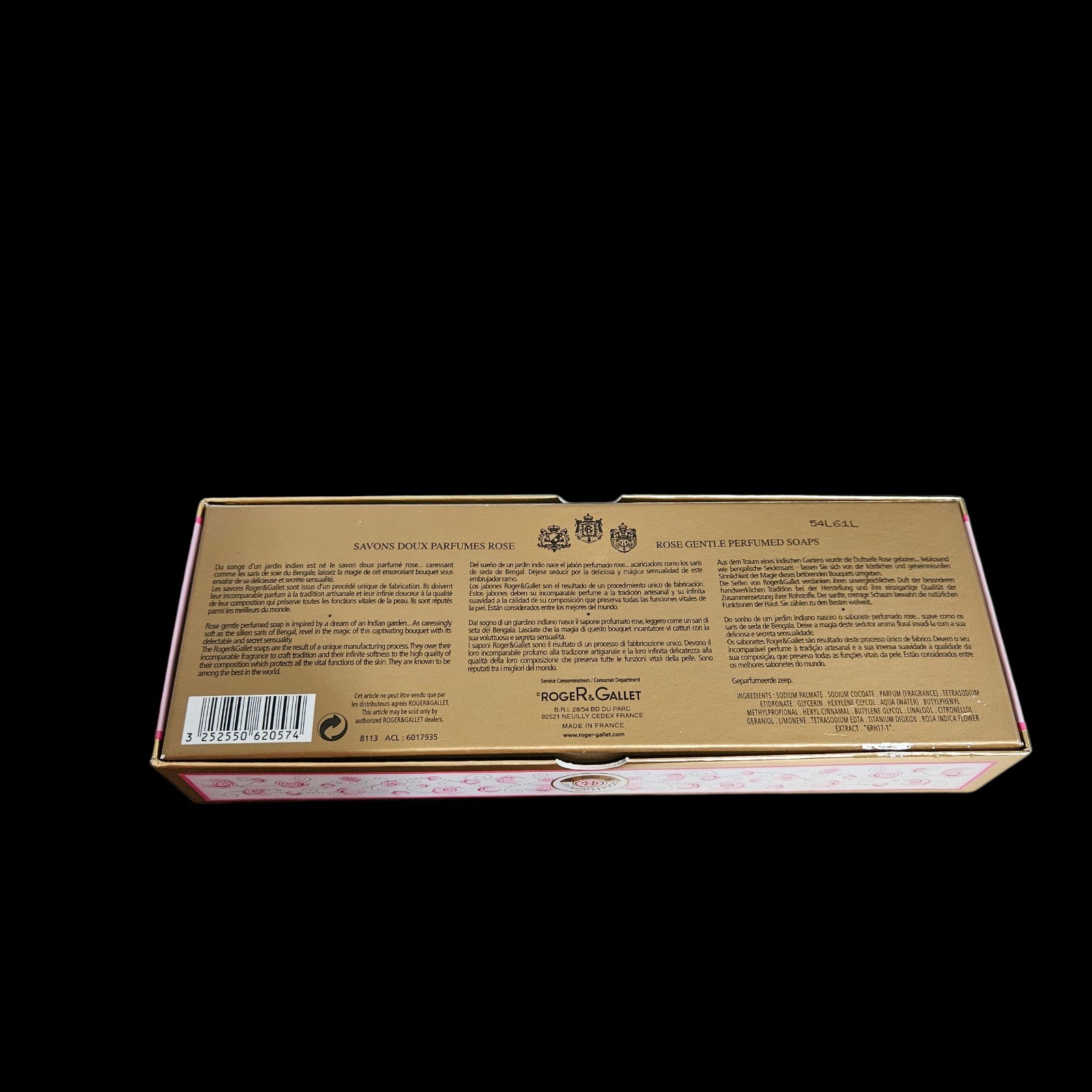 Roger & Gallet Paris Rose Gentle Perfumed Soap Set of 3 (3.5 oz each) New NOS