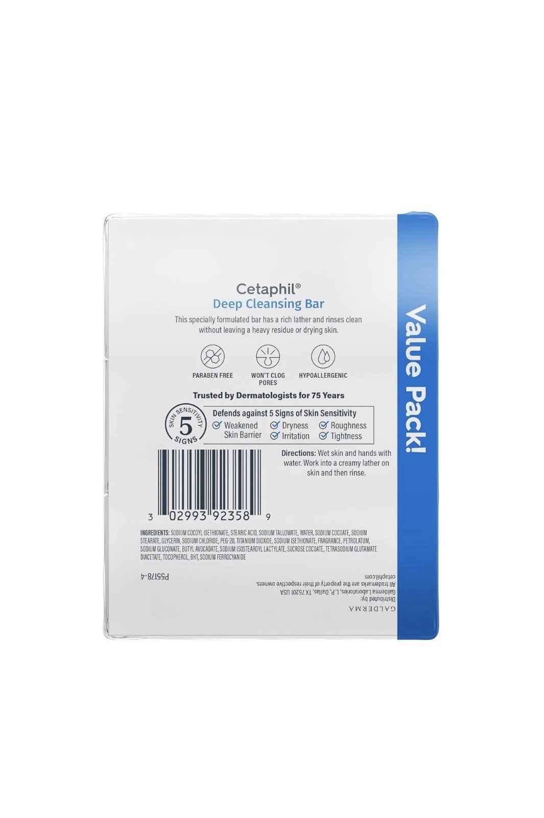 Cetaphil Deep/Gentle Cleansing Soap Bar, Value Pack (3)