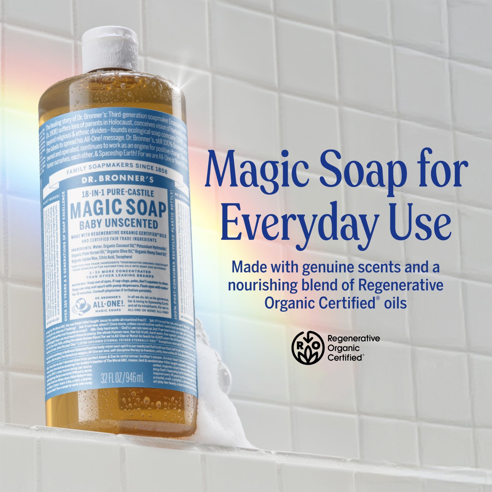 Dr. Bronner’s Magic Soap-Pure-Castile Liquid Soap 32 Fl Oz (Pack of 2), …