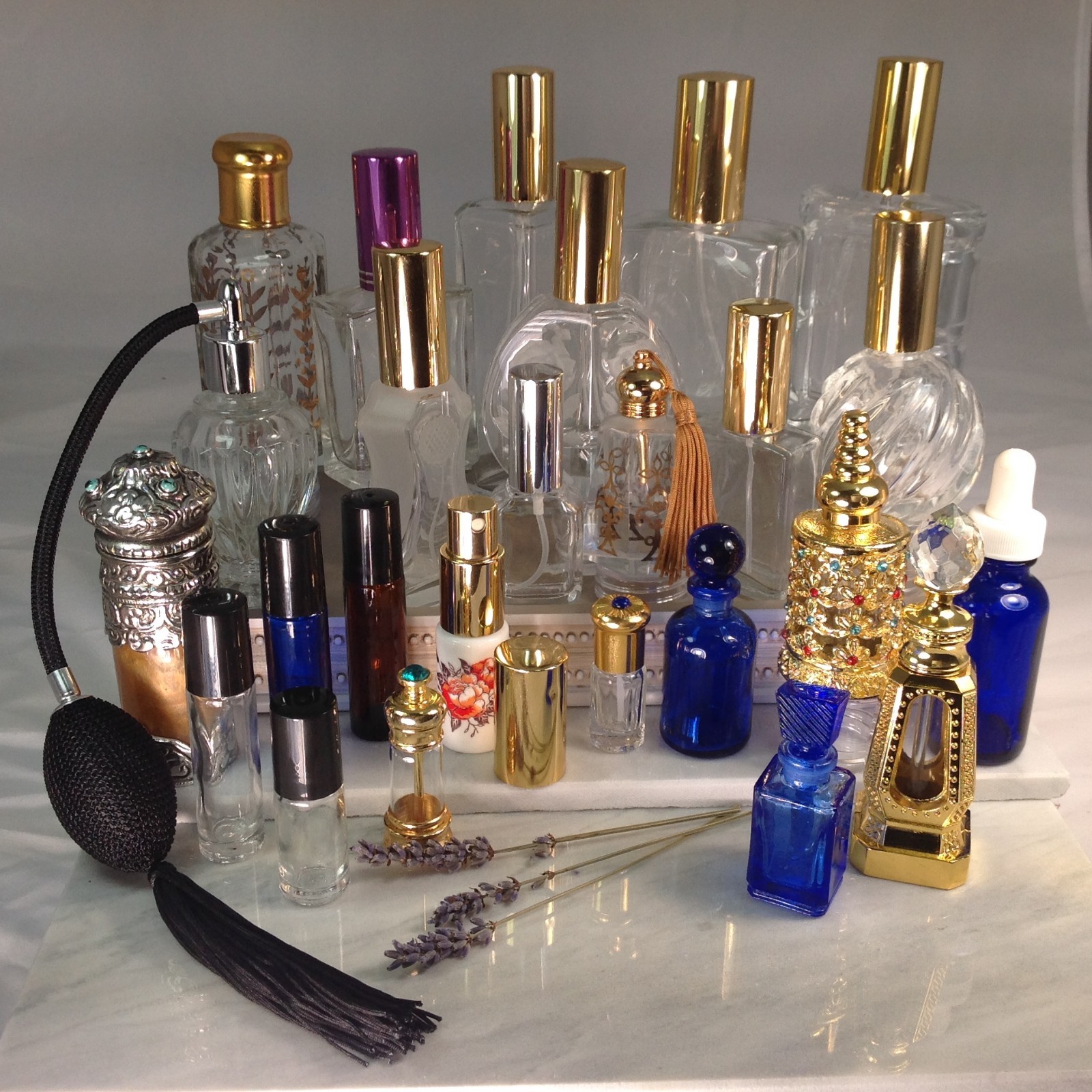 Glass Spray/Atomizer Refillable Perfume Bottle 1 or 2 oz. Empty Flat 30 or 60 ml