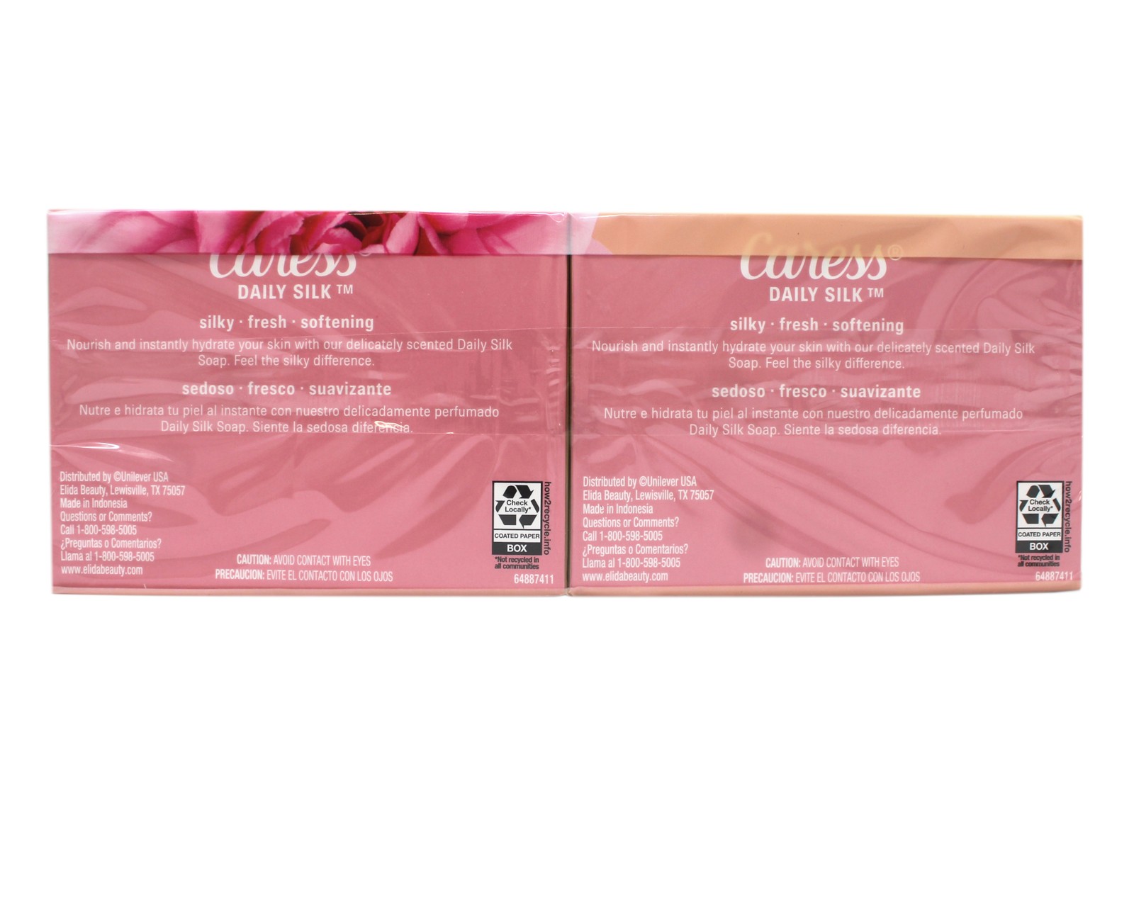 Caress Daily Silk Moisturizing Beauty Soap 3.75 oz 6 Bars White Peach 3 Pack