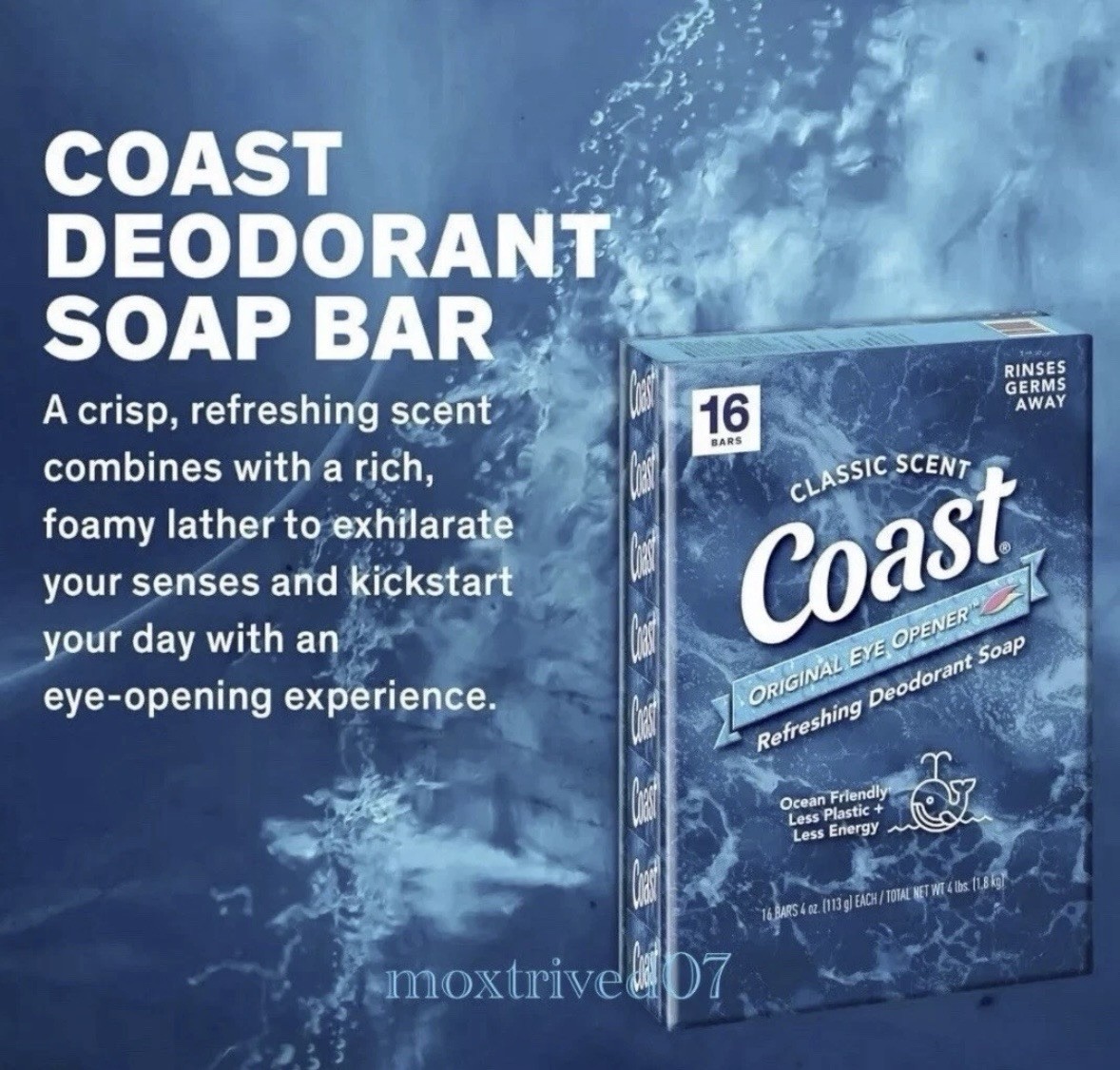 Coast® Classic Original Scent Refreshing Deodorant Soap 16 Bar 4oz Antibacterial