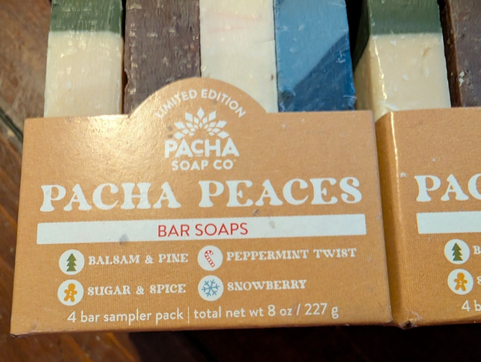 Two Pacha Soap Co. Limited Edition Pacha Peaces Bar Soaps 4-Pack Sampler 8oz