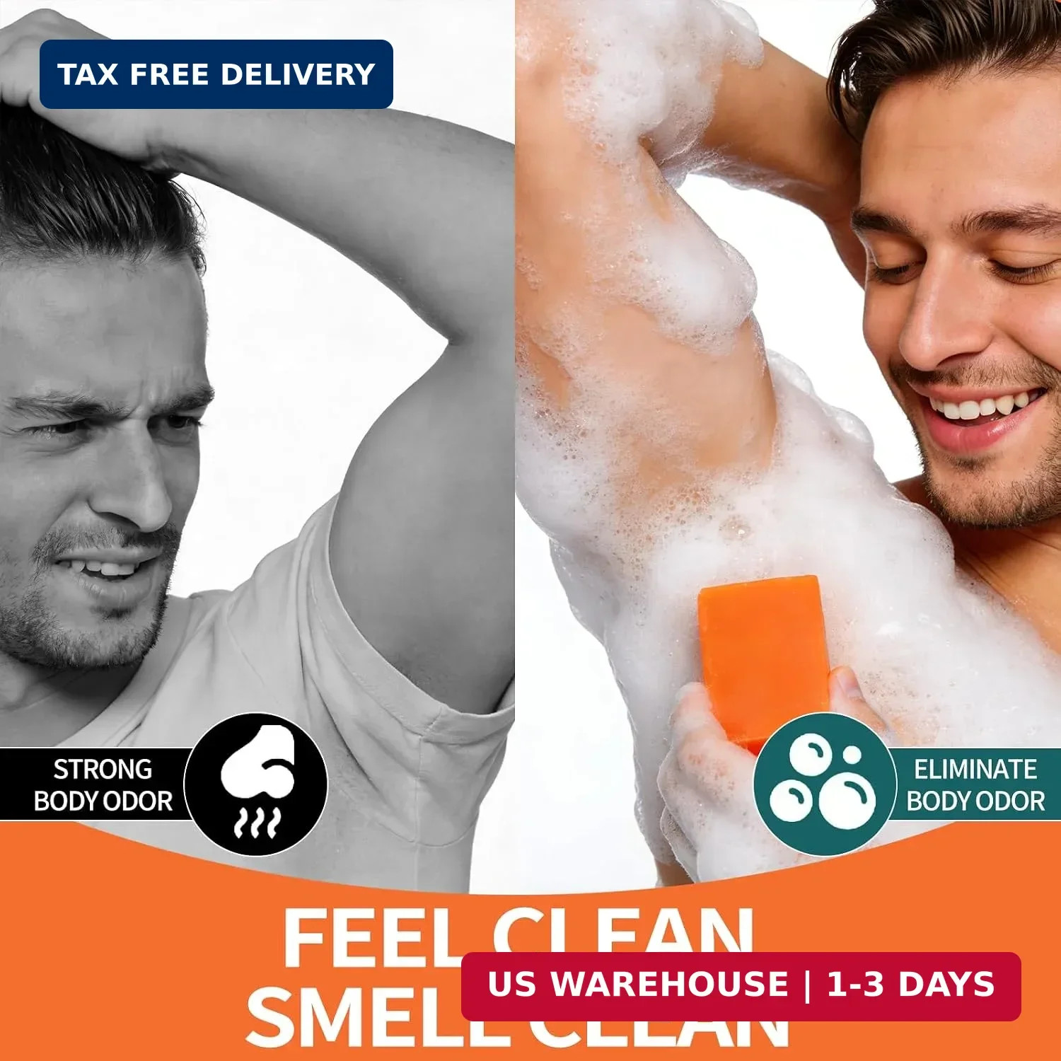 3 PACK Persimmon Soap Bar for Old People Smell,Natural Deodorant Body Face Bar S