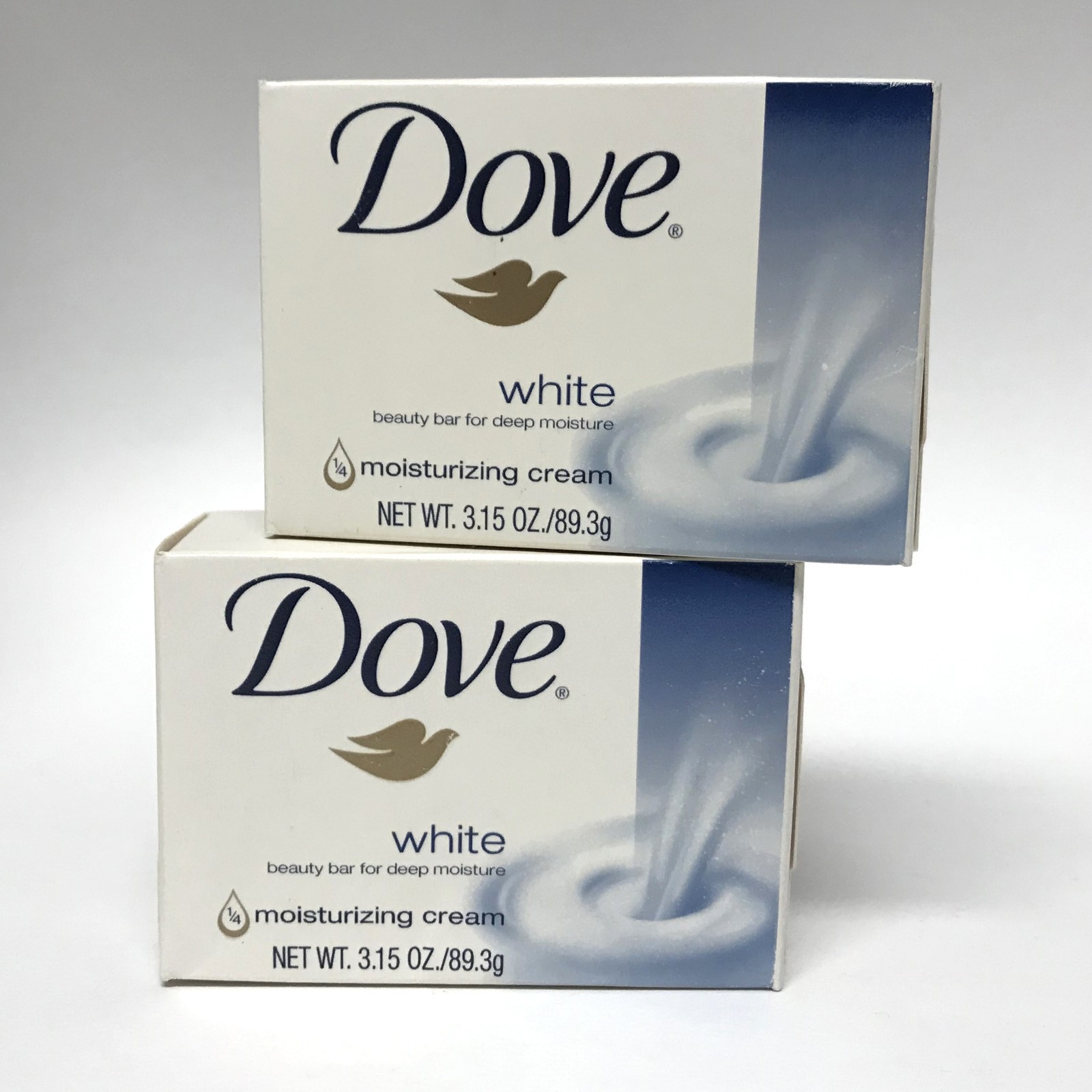 Lot of 2X Dove White Beauty Bar Soap with DEEP MOISTURE,3.15oz each | Sealed NOS