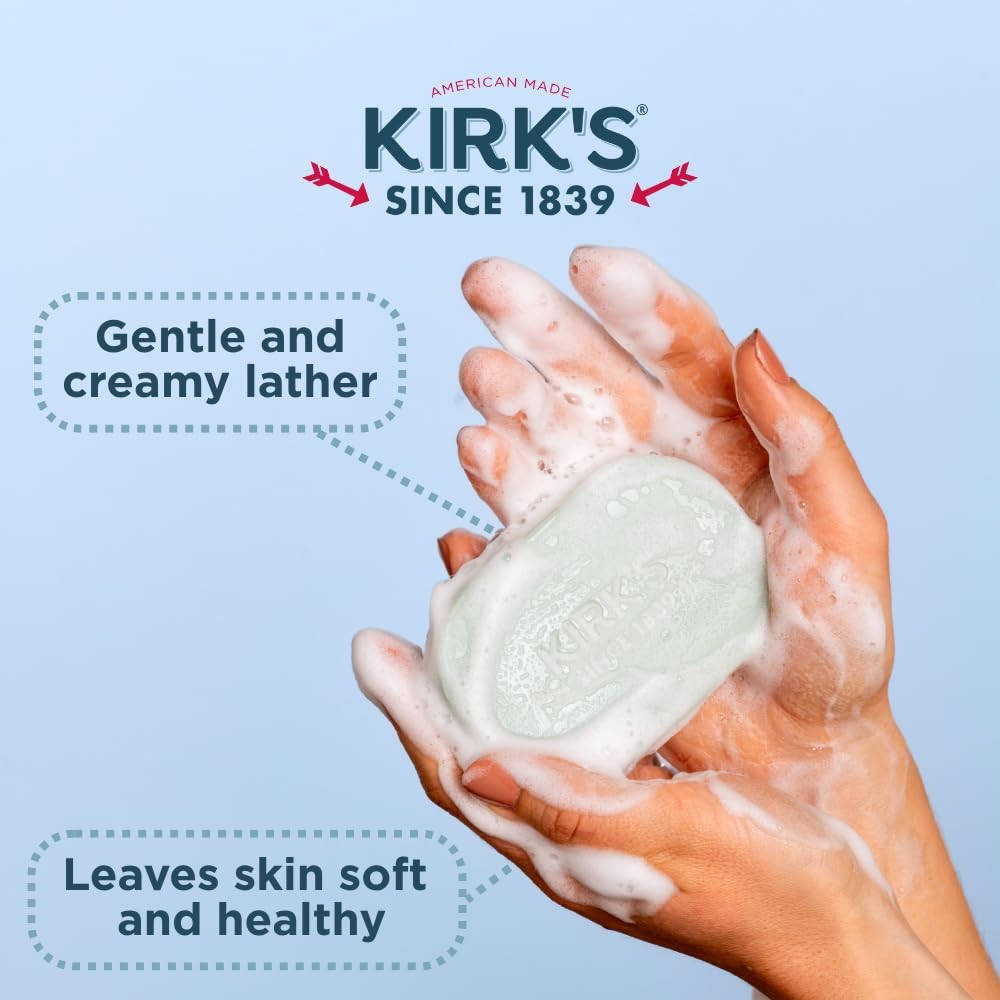 Kirk’s Castile Bar Soap for Men, Women & Children – Made 4 Ounce (Pack of 6)