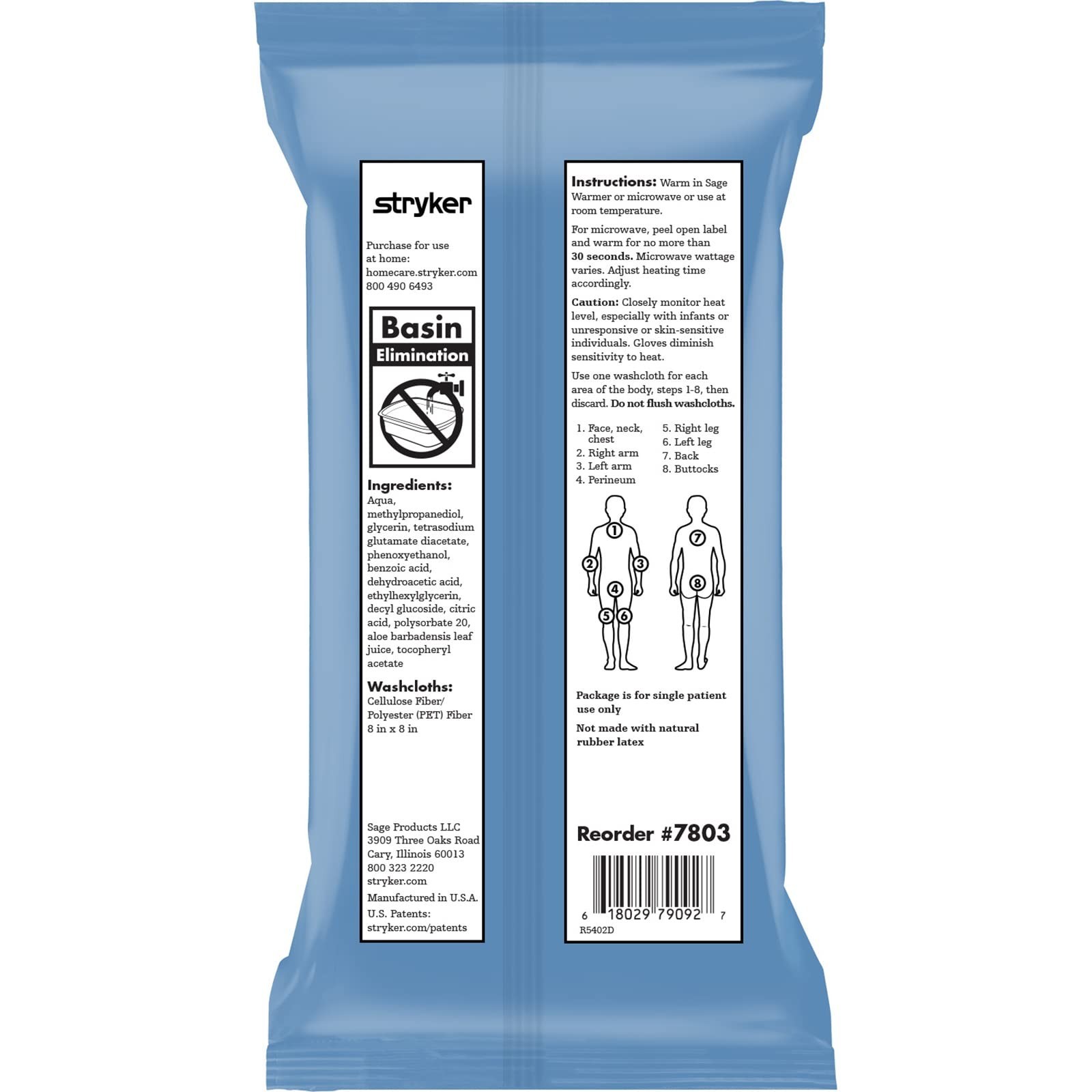 Ultra-Soft Rinse-Free Bath Cleansing Washcloths – 8 Fragrance-Free Wipes