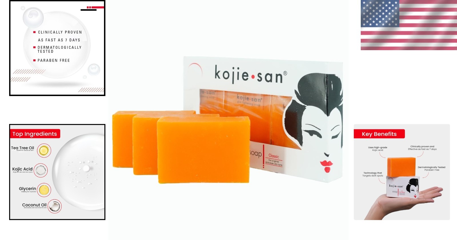Skin and Body Soap Organic Kojic Acid Bar with Coconut Tea Tree 3x65g