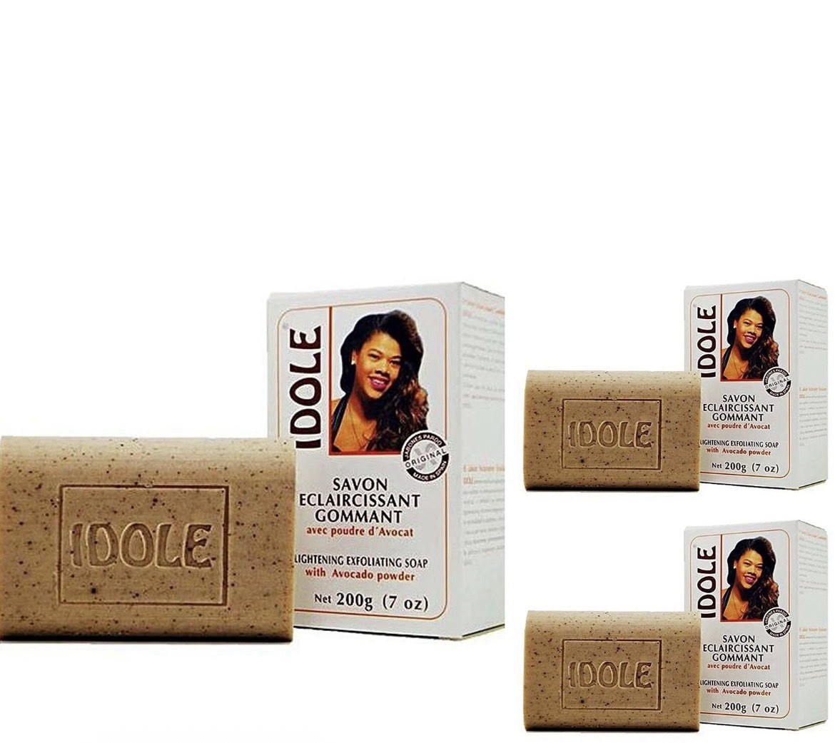 3 bar IDOLE Lightening Exfoliating Soap Bar with Avocado Powder, 7 oz