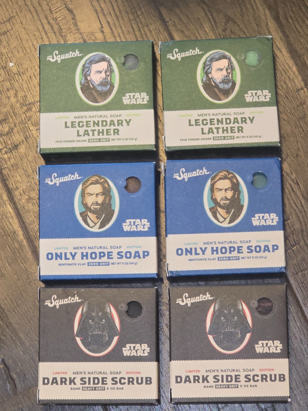 LOT of 6 Squatch STAR WARS soap Legendary Lather Only Hope Dark Side New Set