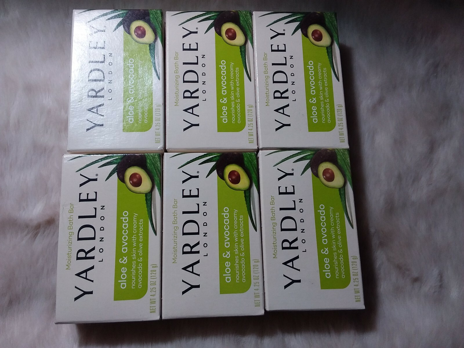 6 bars Yardley London Naturally Moisturizing Bath Bar Aloe and Avocado 4.25 oz.