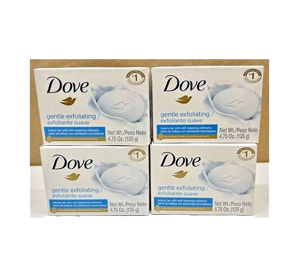 Dove Gentle Exfoliating Soap Bar – 4.75oz (4 Pack)