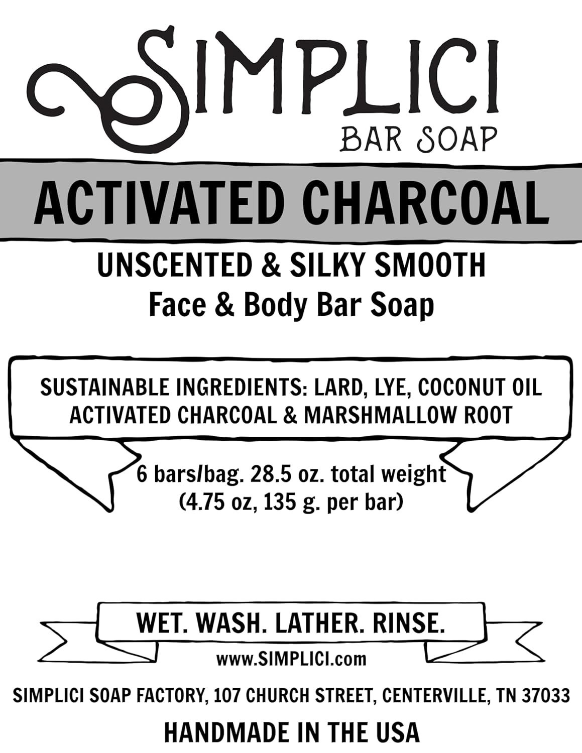 Activated Charcoal Natural Soap smooth + for sensitive skin 6 Bar Value Bag. …