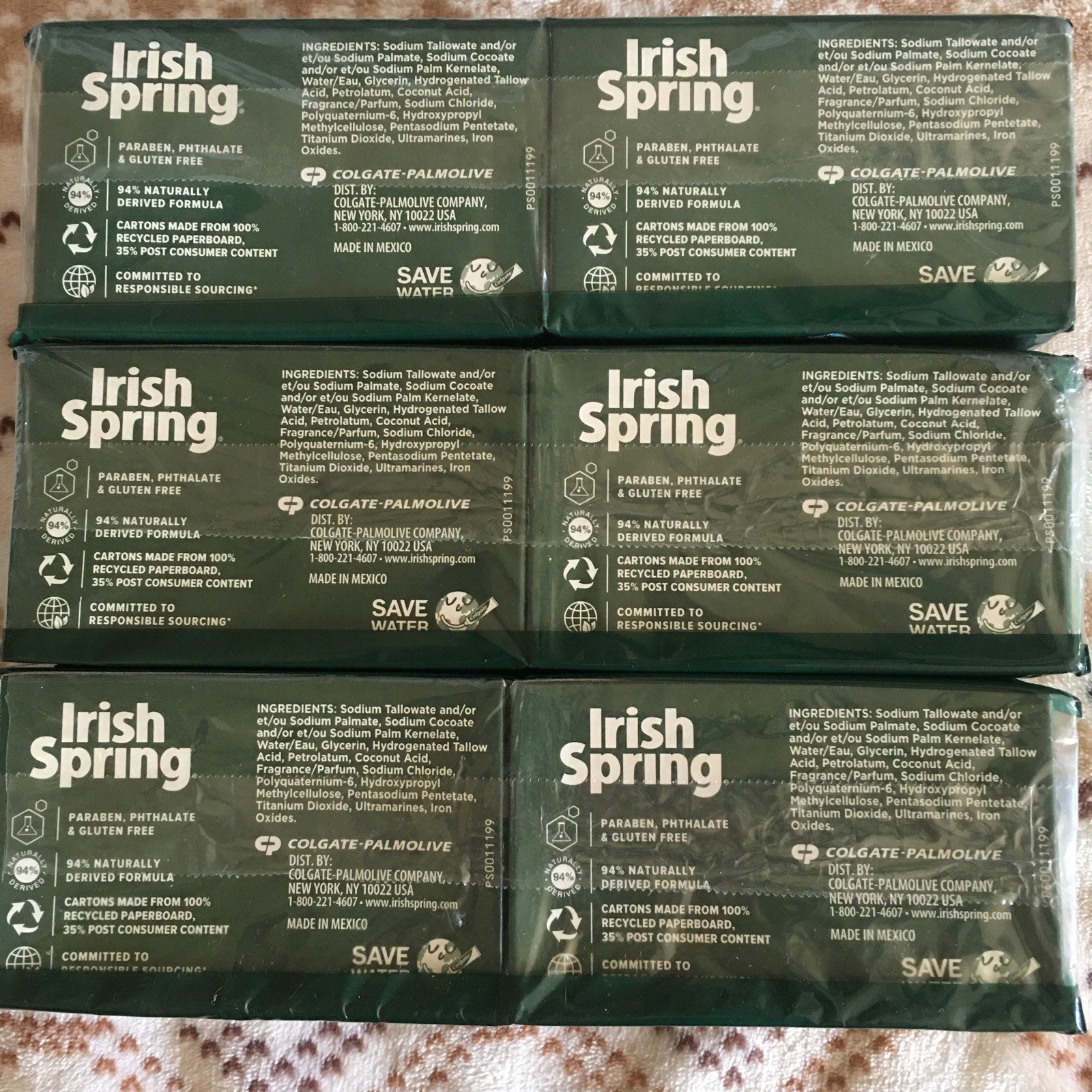 3*** Irish Spring Moisture Blast Deodorant Soap,washes Away Bacteria , 3.7 Oz