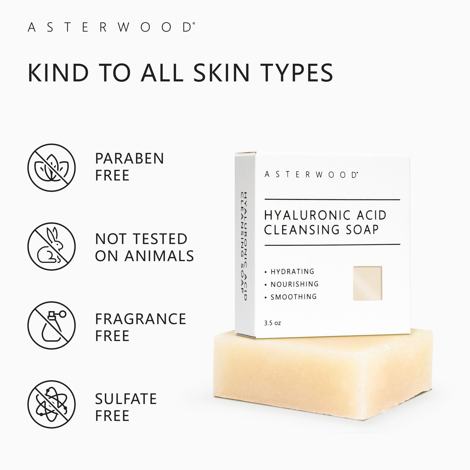 Hyaluronic Acid Cleansing Face Soap Collagen Boosting, Hydrating, Plumping