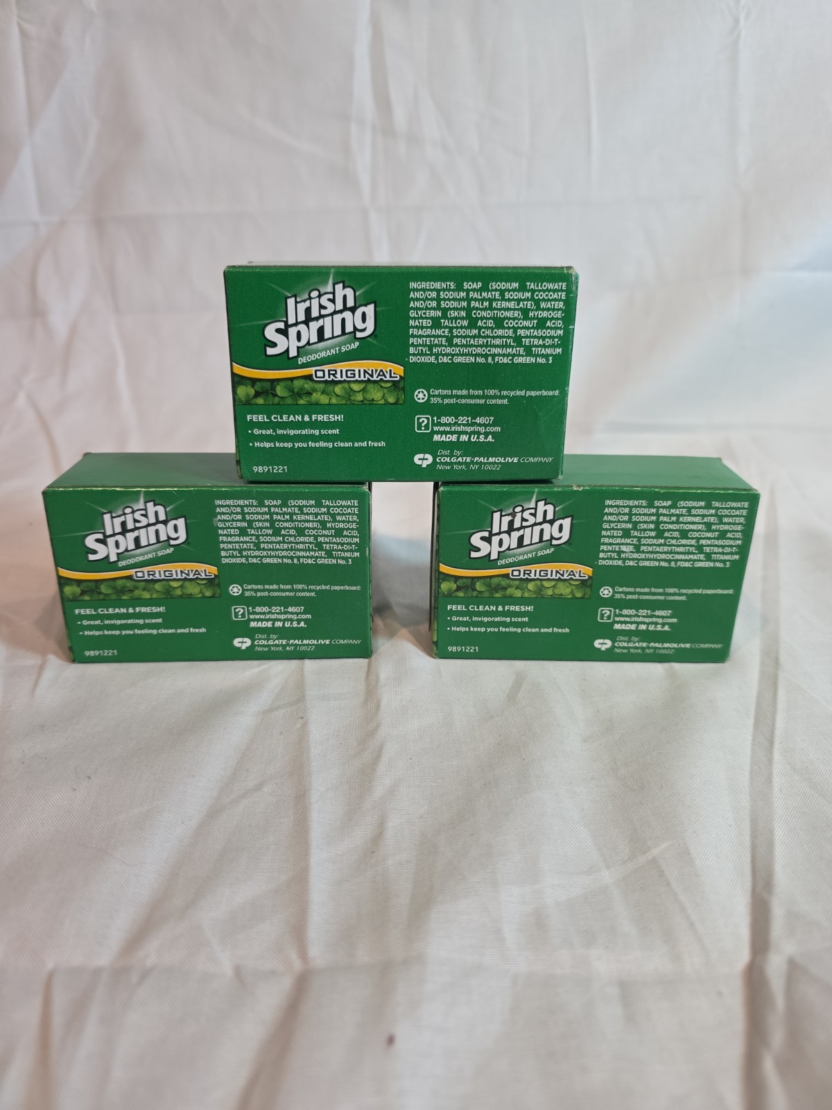 Lot of 3 IRISH SPRING Deodorant Bath Size Soap 4 oz Original Scent