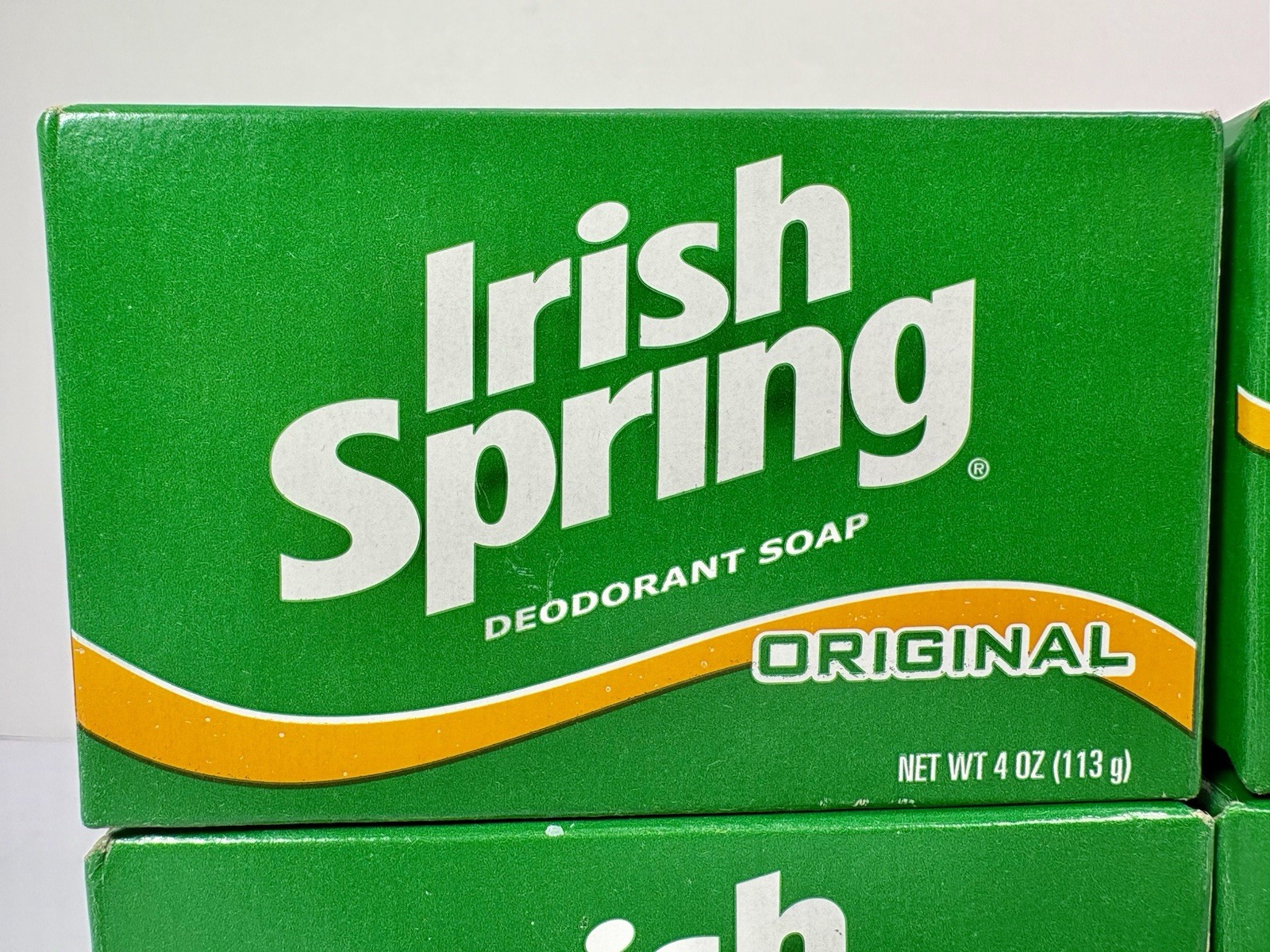 LOT OF 4 NEW Vtg Irish Spring ORIGINAL Clean Deodorant 4oz Bar Soap No Flaxseed