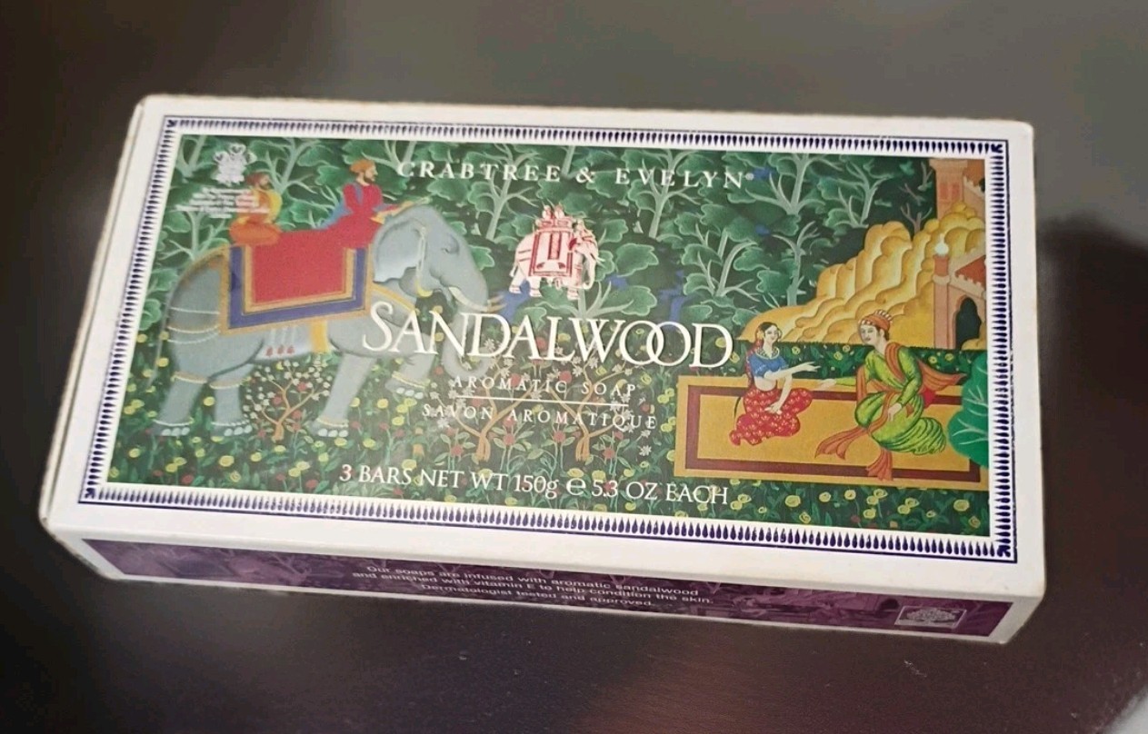 Crabtree & Evelyn For Men Sandalwood Aromatic Soap Box 2 Large 5.3 Oz Bars Rare