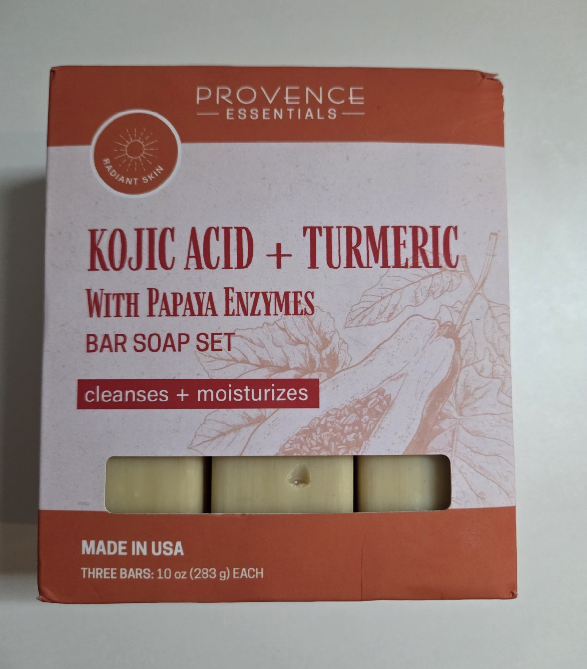 Provence Essentials Kojic Acid Turmeric Papaya Bar Soap Set, 3 Bars